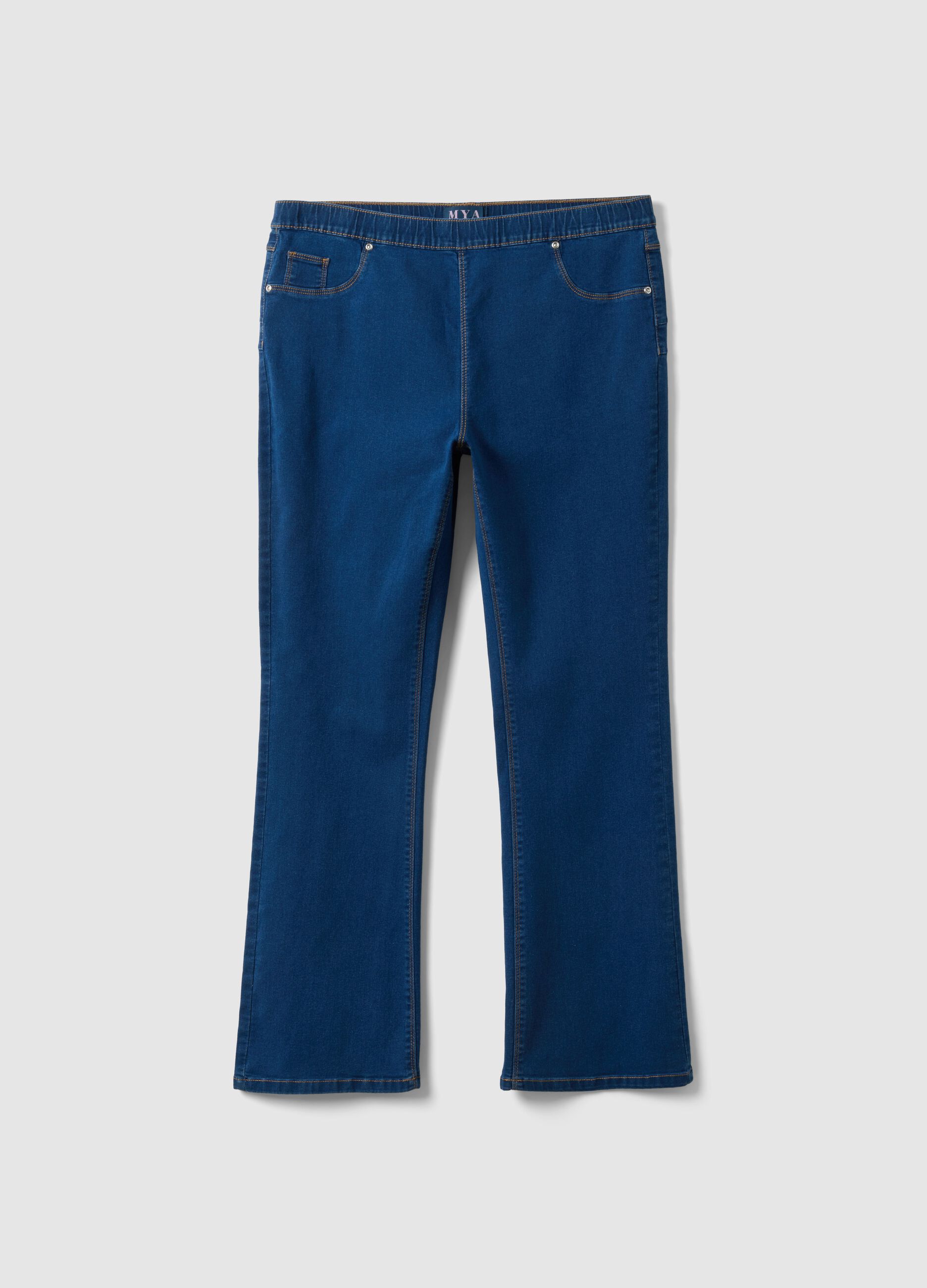 Pantaloni bootcut blu in cotone elasticizzato regular fit