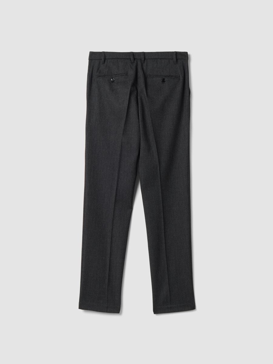 Grau-schwarze Slim-Fit-Chinohose aus stretchiger Viskose_2