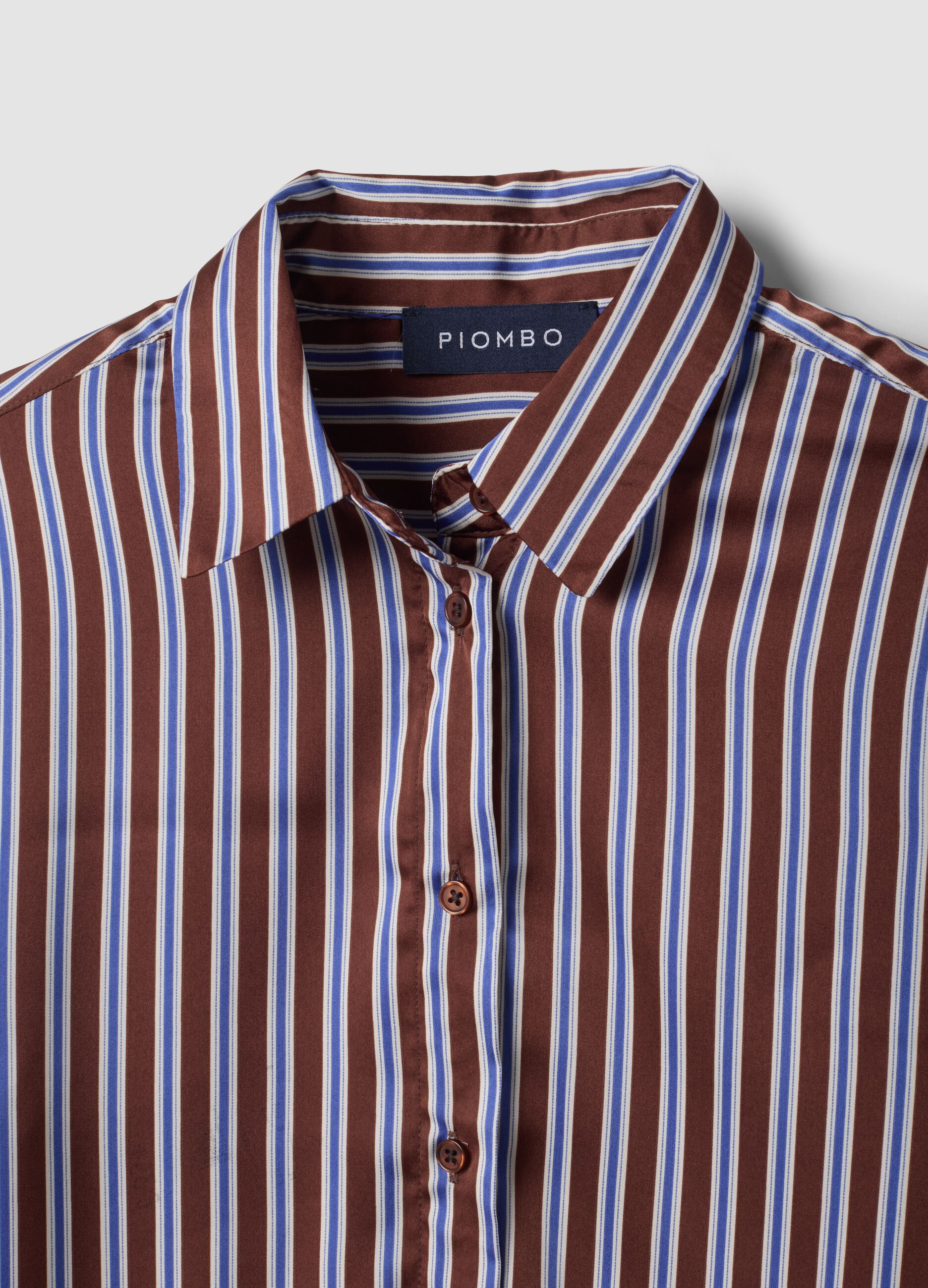 Camicia multicolor in tessuto elasticizzato a righe regular fit