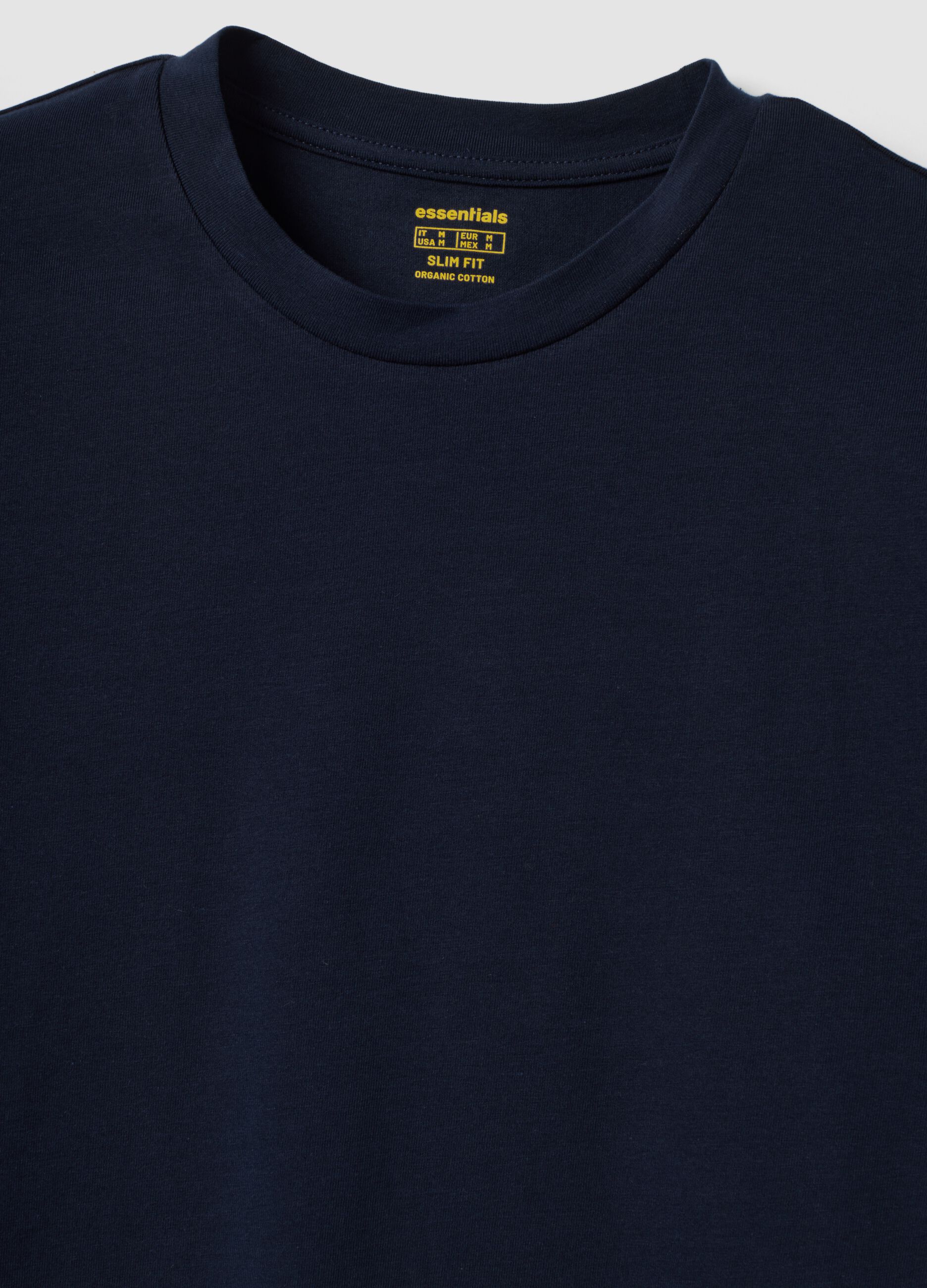 Blue organic cotton slim-fit short-sleeve T-shirt