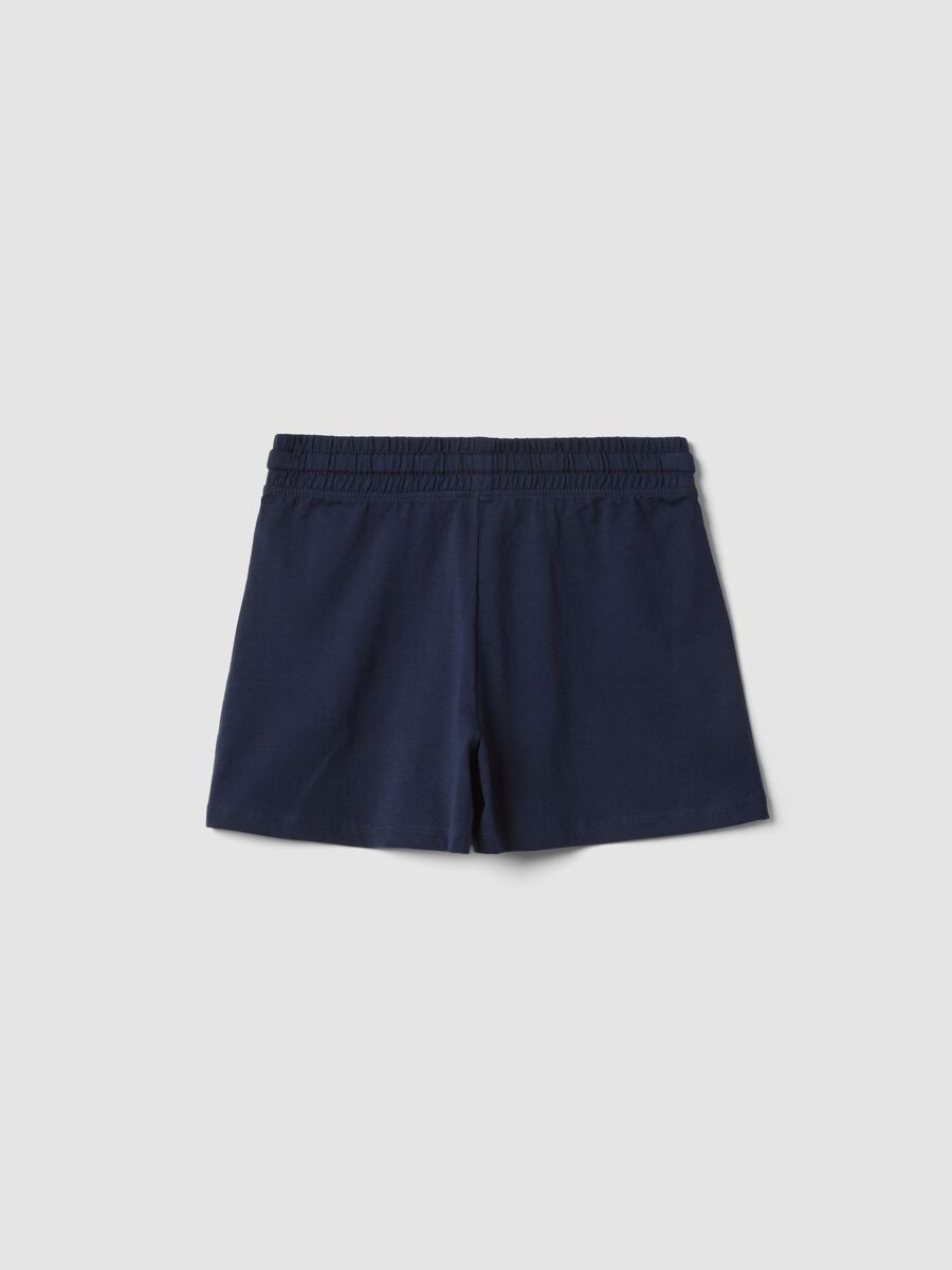 Short azul de algod&oacute;n puro para ni&ntilde;a con cintura el&aacute;stica_4