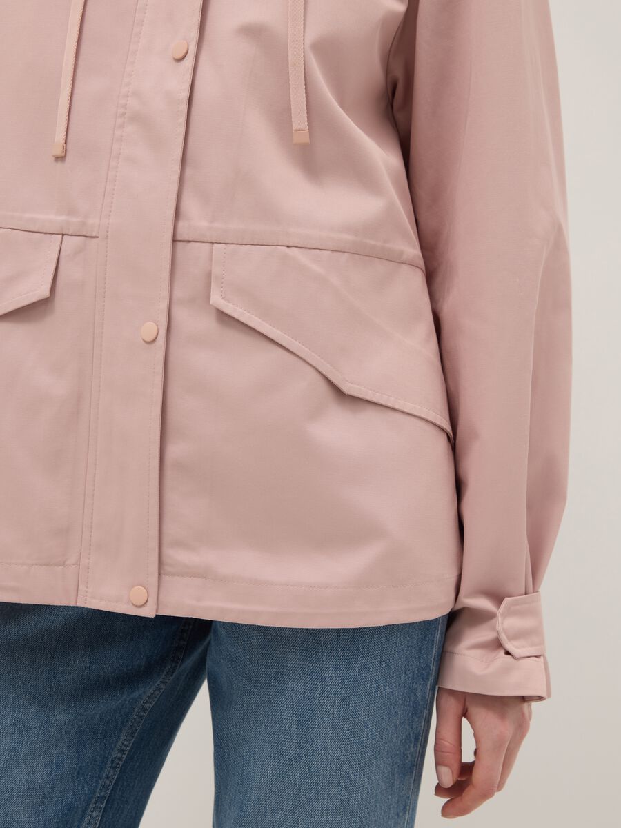 Casaco Regular Fit Rosa de Mistura de Algod&atilde;o com Fecho e Capuz_3