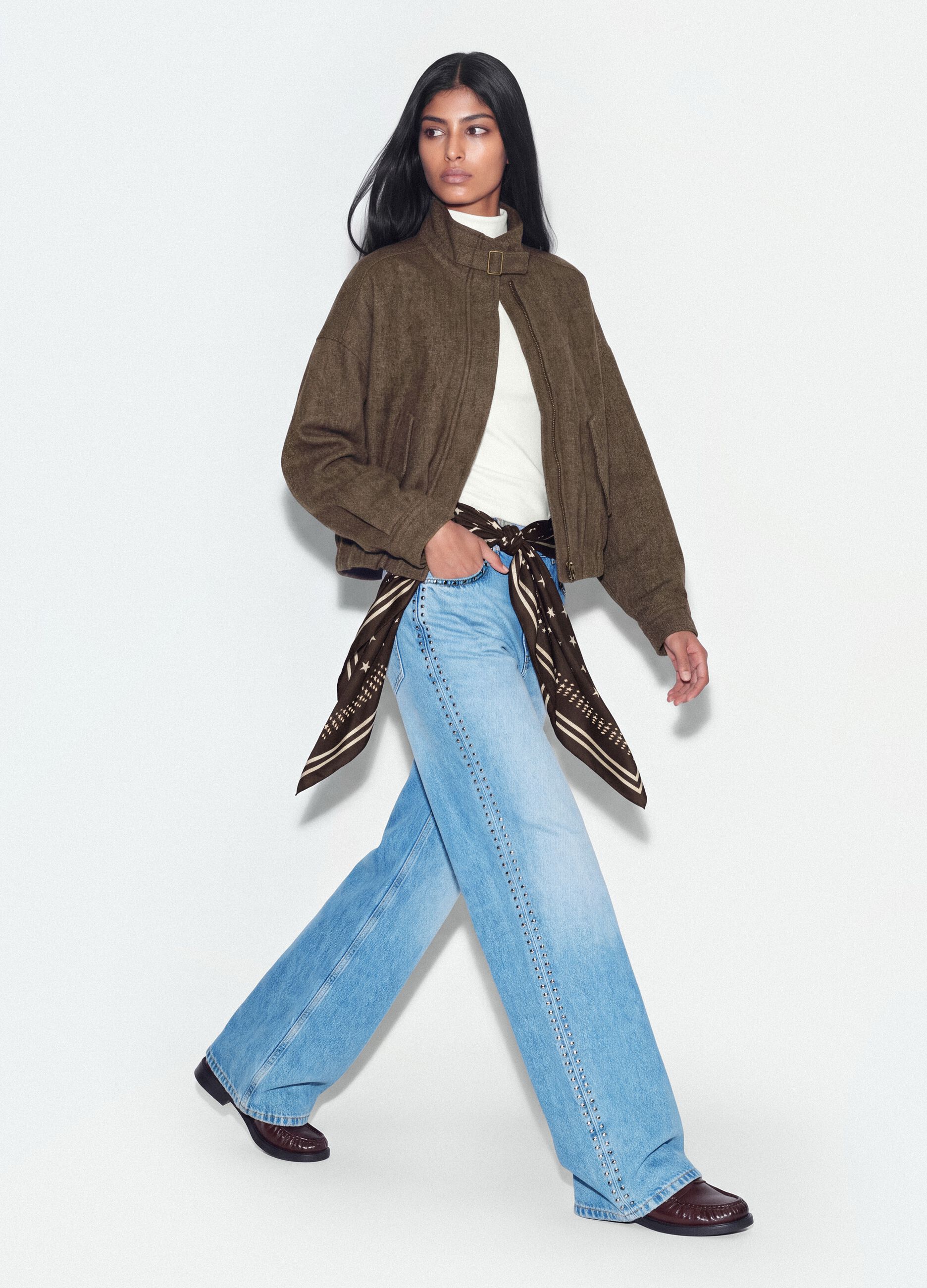 Light Blue Wide-Leg Jeans in Pure Cotton