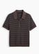 Brown pure cotton striped polo knit top_3
