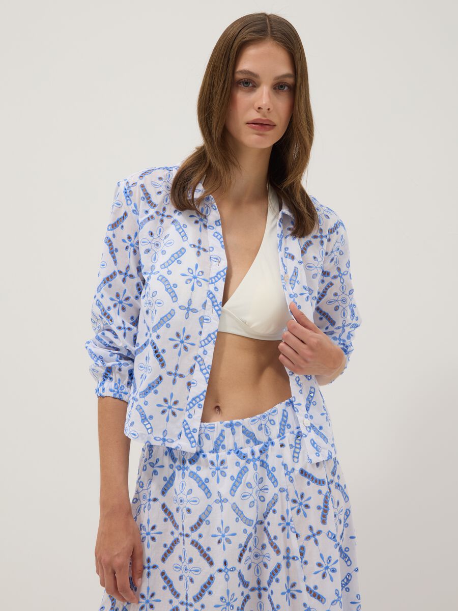Blaue Bluse aus Bio-Baumwolle mit Allover-Print_2