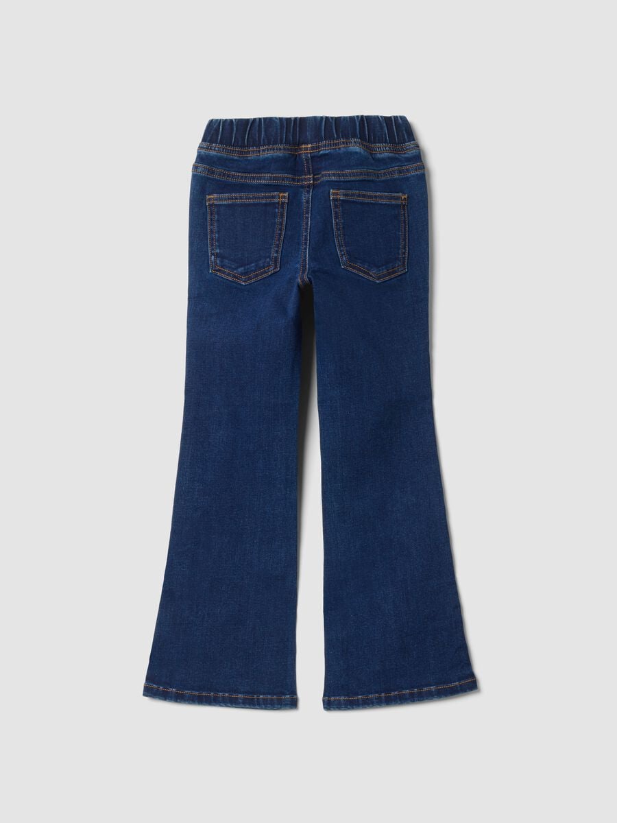 Blue flared cotton and stretch viscose jeggings_1
