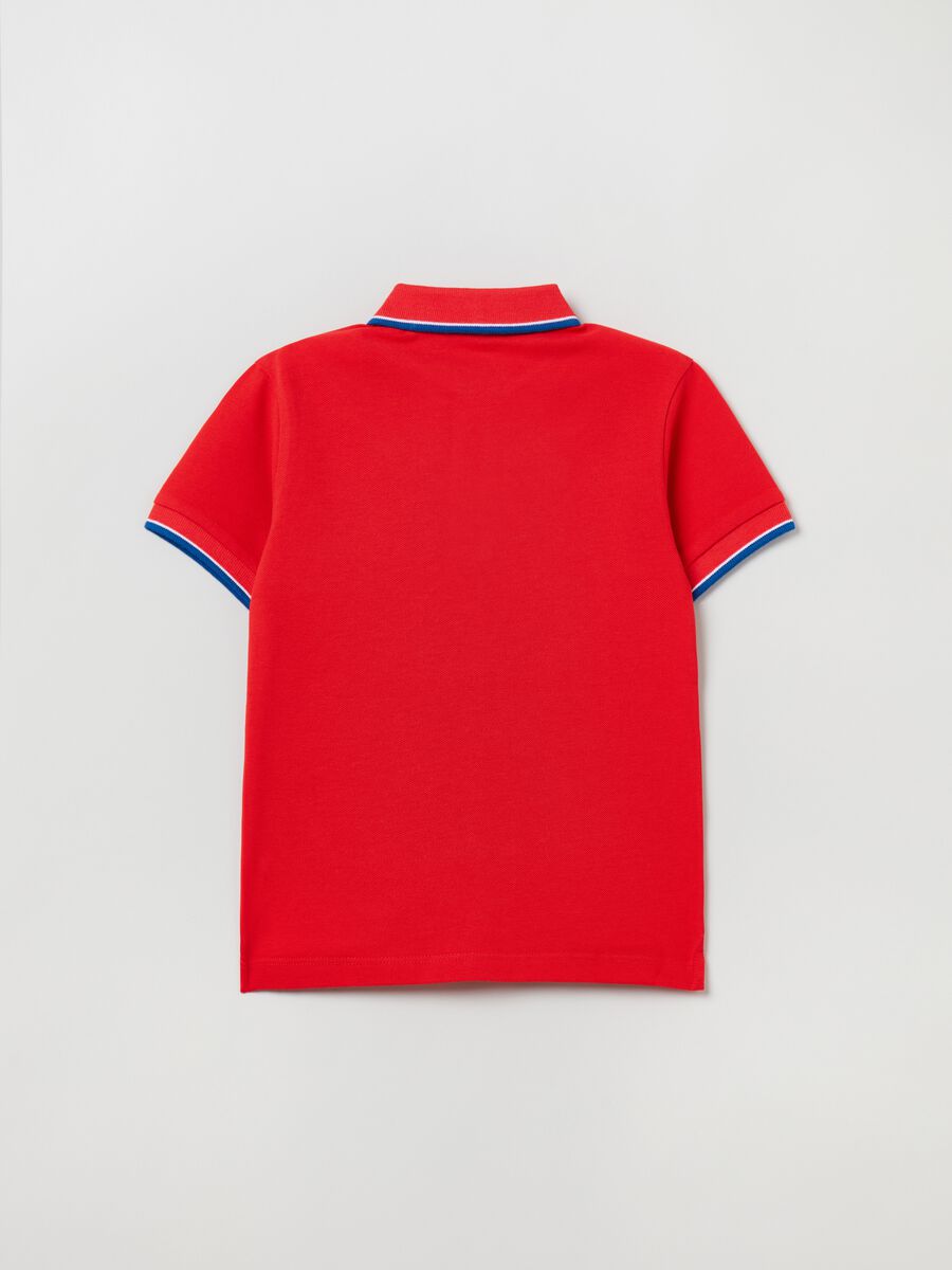 Polo shirt in piquet with striped trim_1