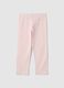 Girls' pink elasticated cotton leggings slim fit with heart_1
