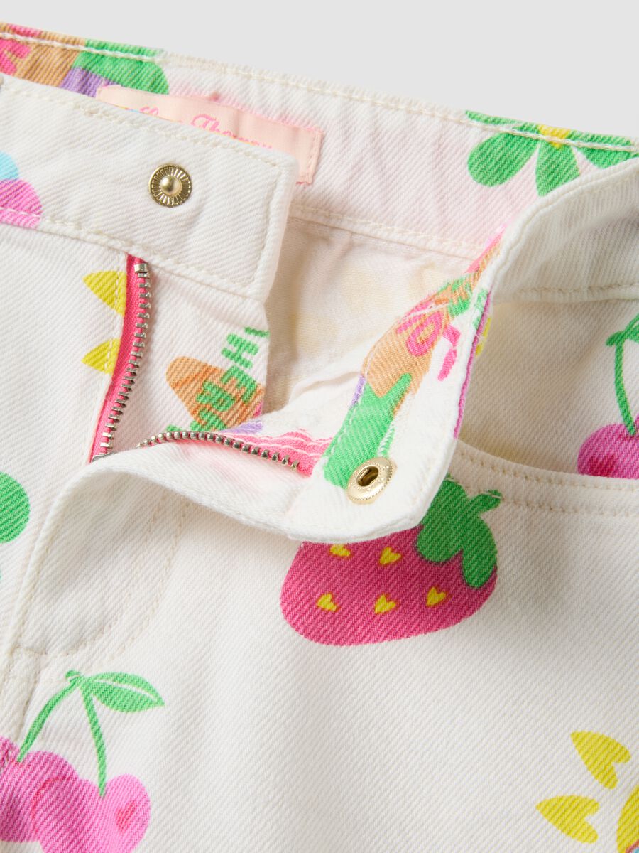 White pure cotton shorts with all-over print_2