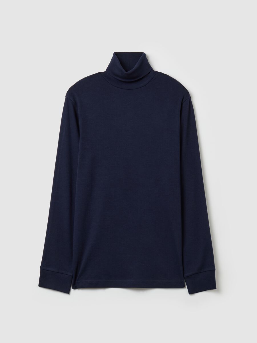 Interlock cotton T-shirt with high neck_4