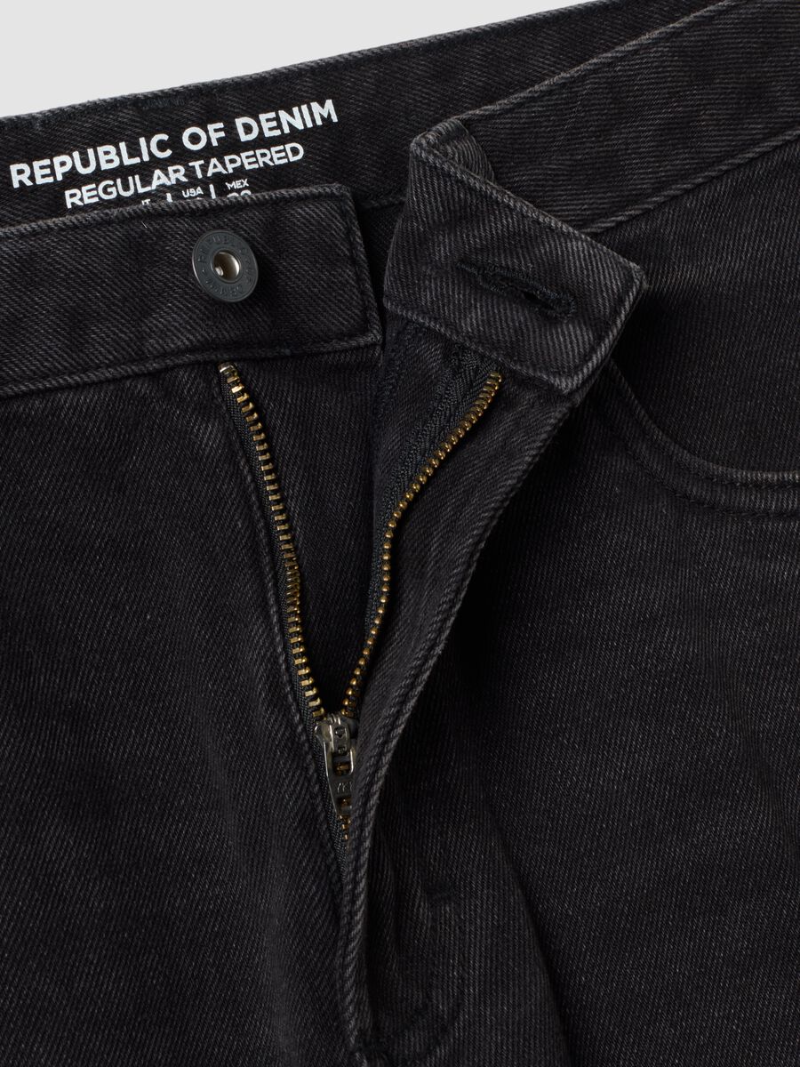 Black regular tapered jeans in a cotton, lyocell and viscose blend_6