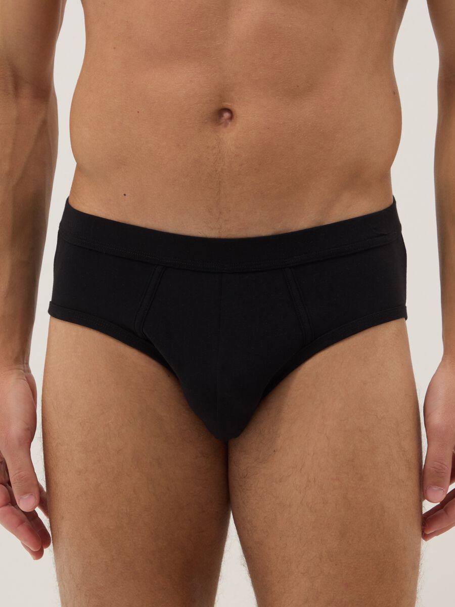 Pack of 3 black stretch cotton briefs, regular fit_1