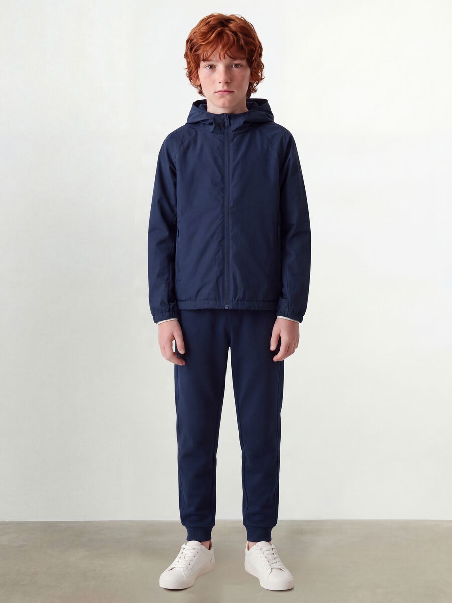 Blue boys&rsquo; rain jacket with hood and zip_1