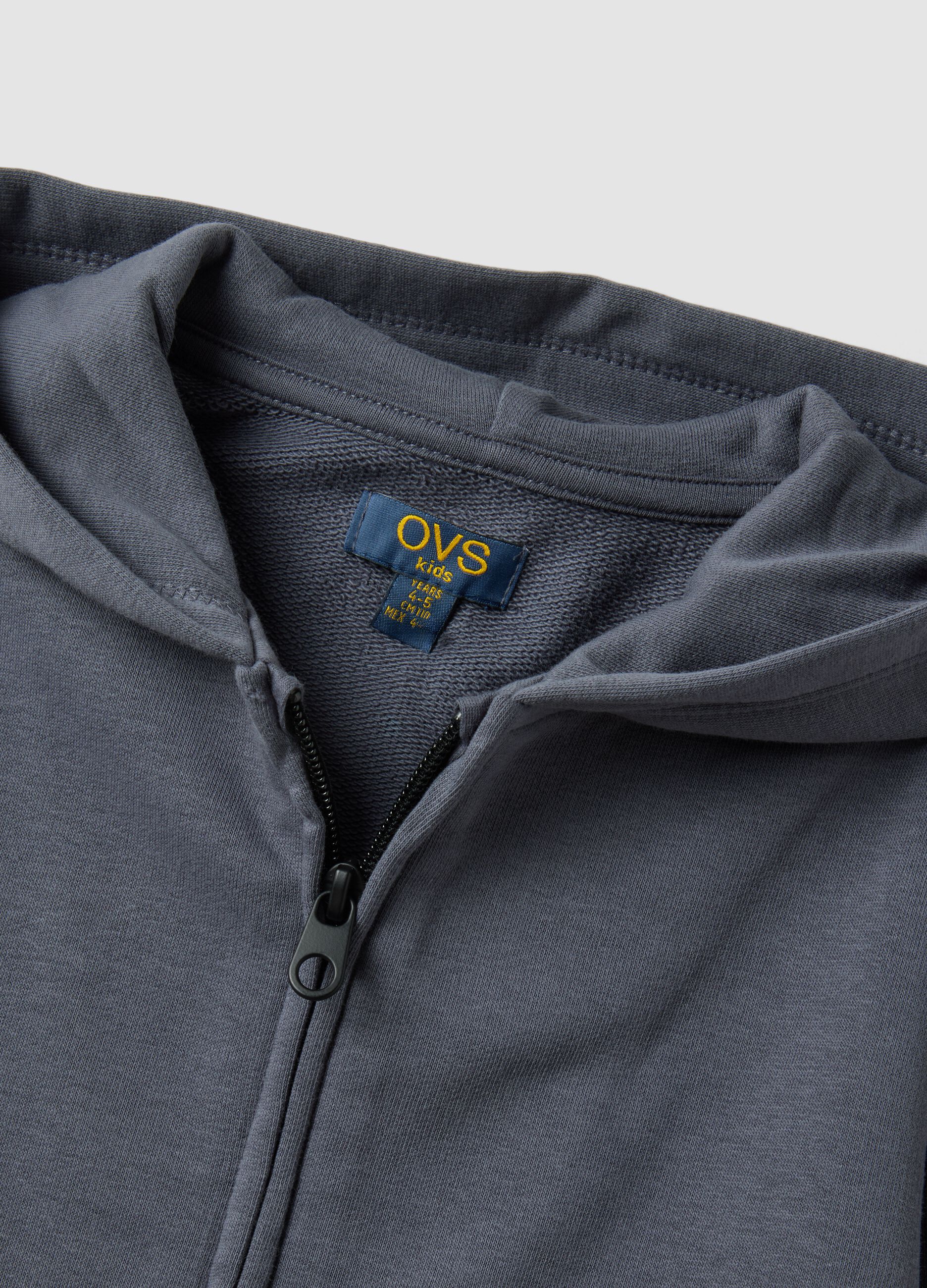 Grey cotton-blend hooded sweatshirt, regular fit, for boys