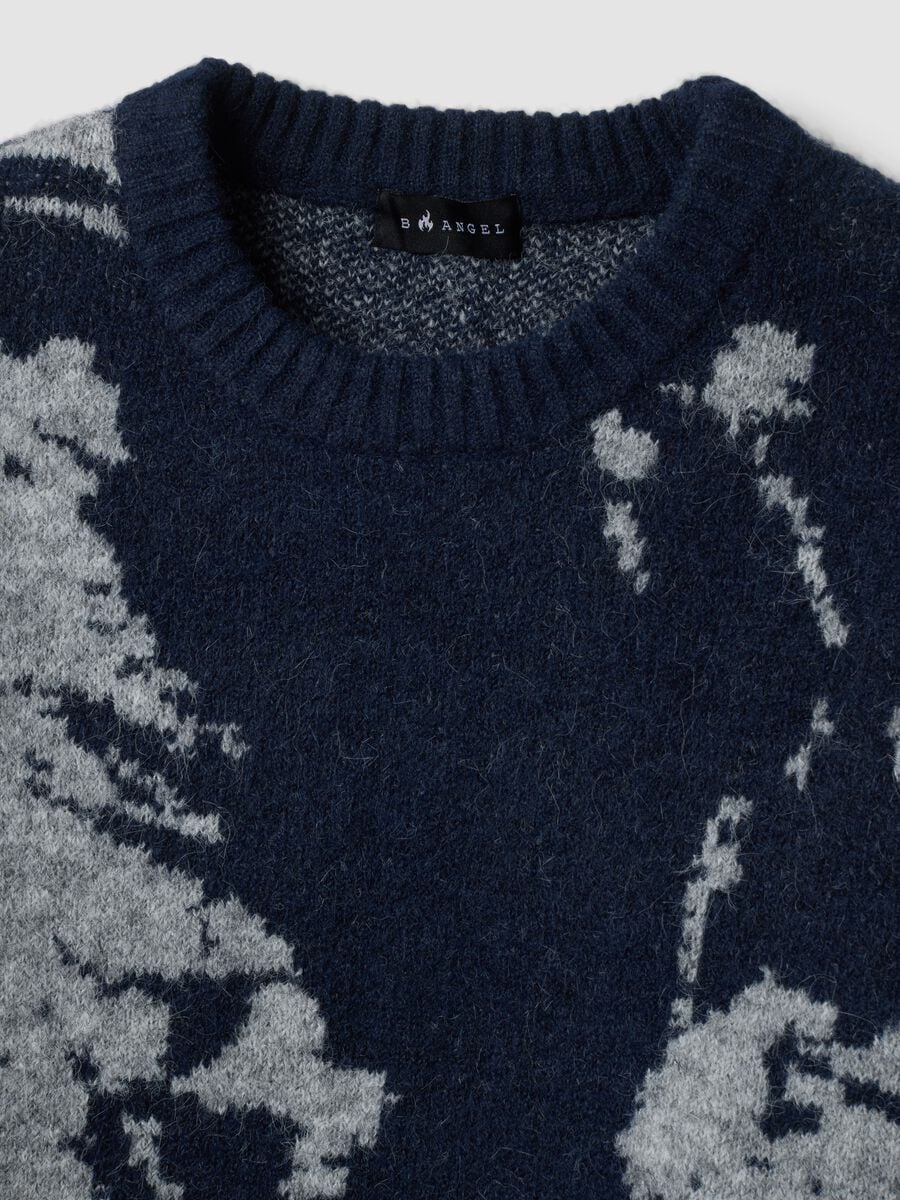 Blue stretch wool crew-neck jumper_1