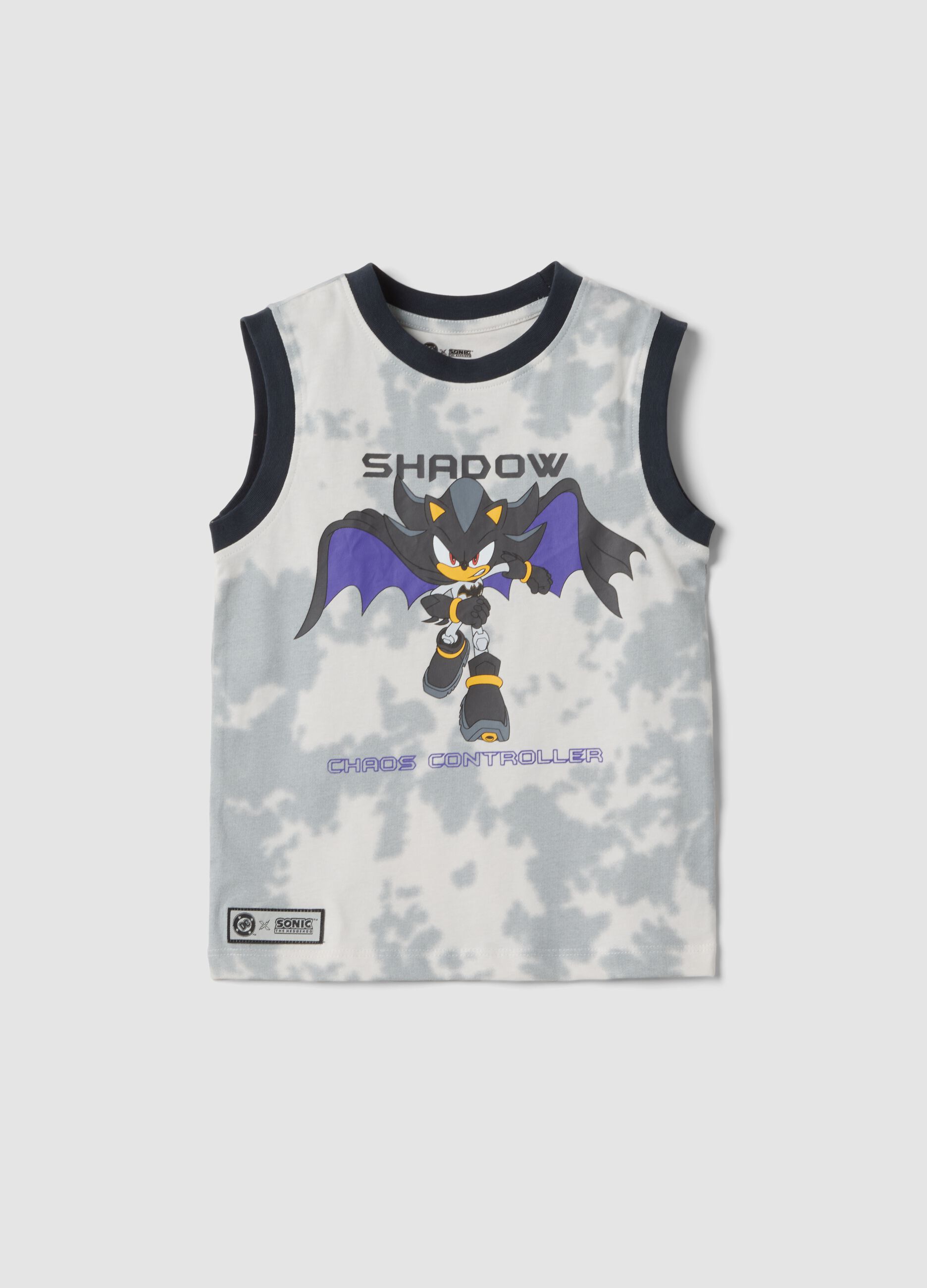 White pure cotton vest top with graphic print