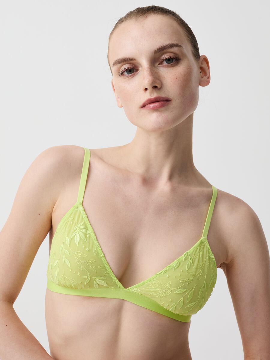 The Triangle soft bra with foliage embroidery_0