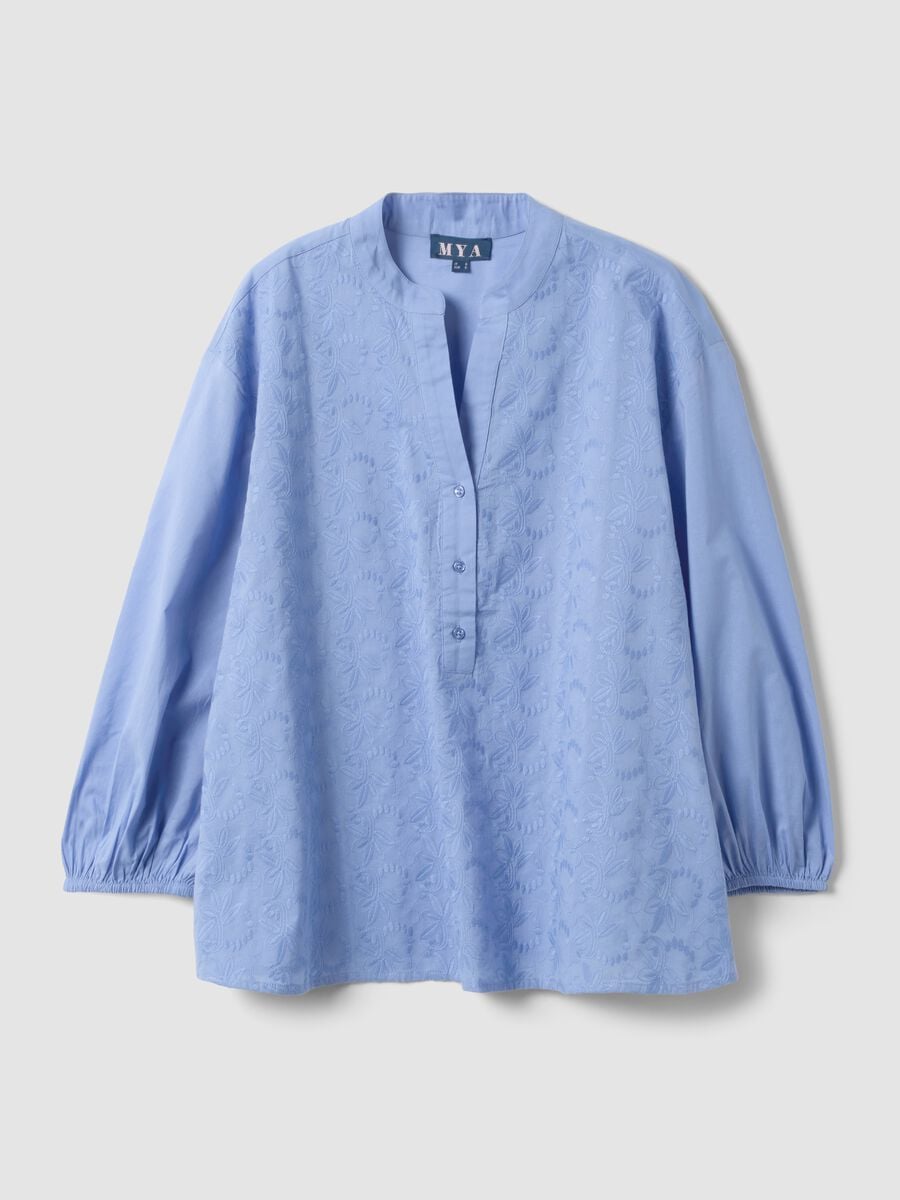 Light blue pure cotton shirt with embroidery_4