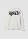 White pure organic cotton T-shirt with "Hyped" print for boys_5