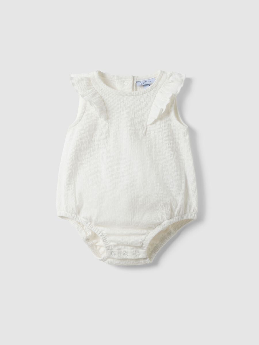 White baby body with ruffles in organic cotton blend_0