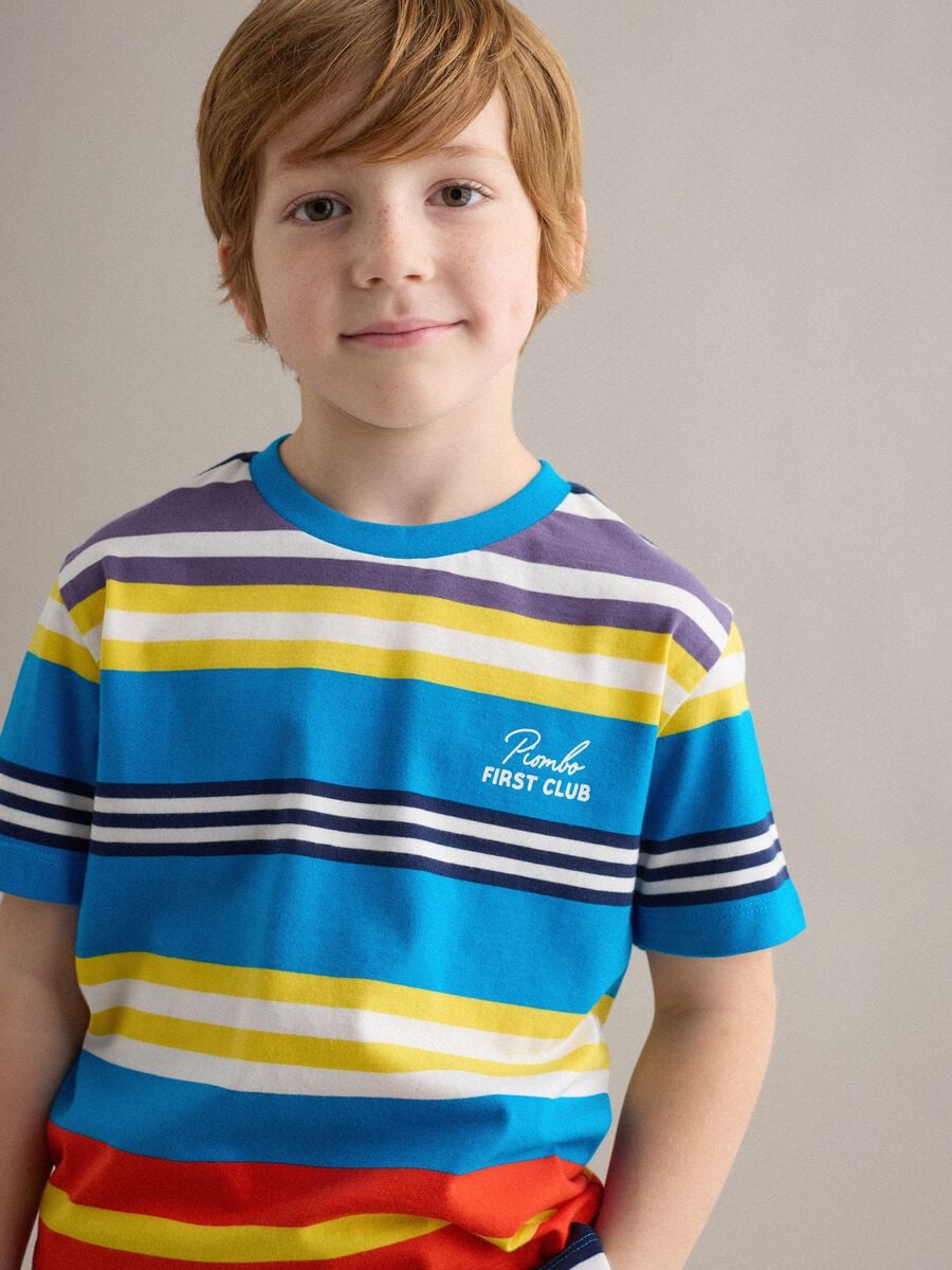 Kids&rsquo; multicolour striped pure cotton T-shirt, oversized fit_2
