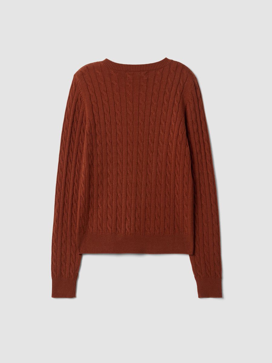 Red cable-knit crew neck jumper, regular fit_6