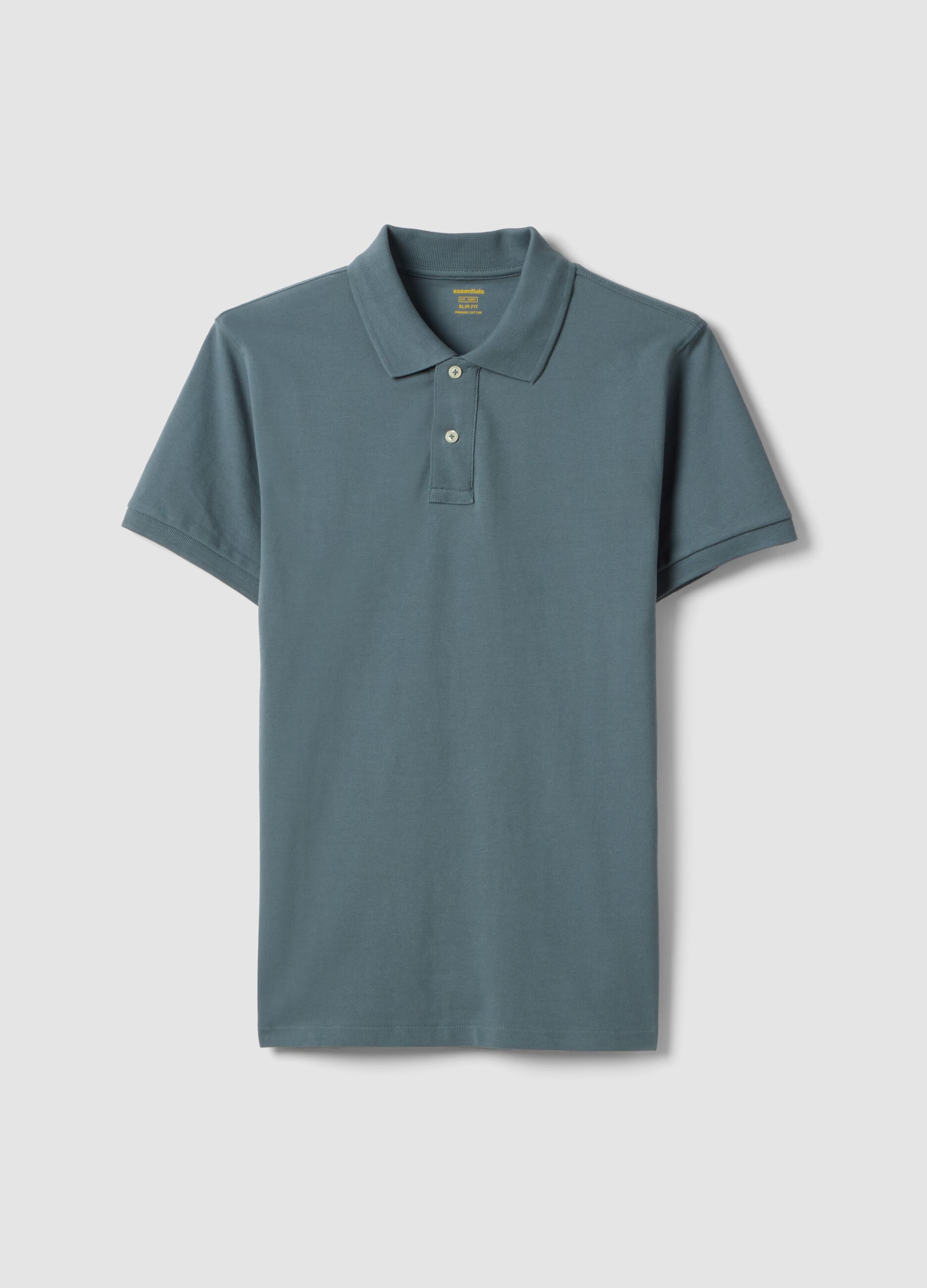 Slim Fit graues Polo aus reiner Baumwolle