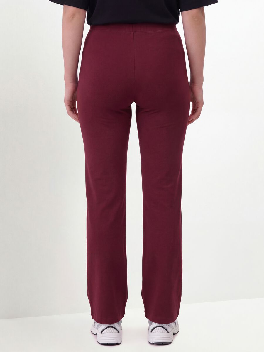Red flared leggings in stretch cotton_3