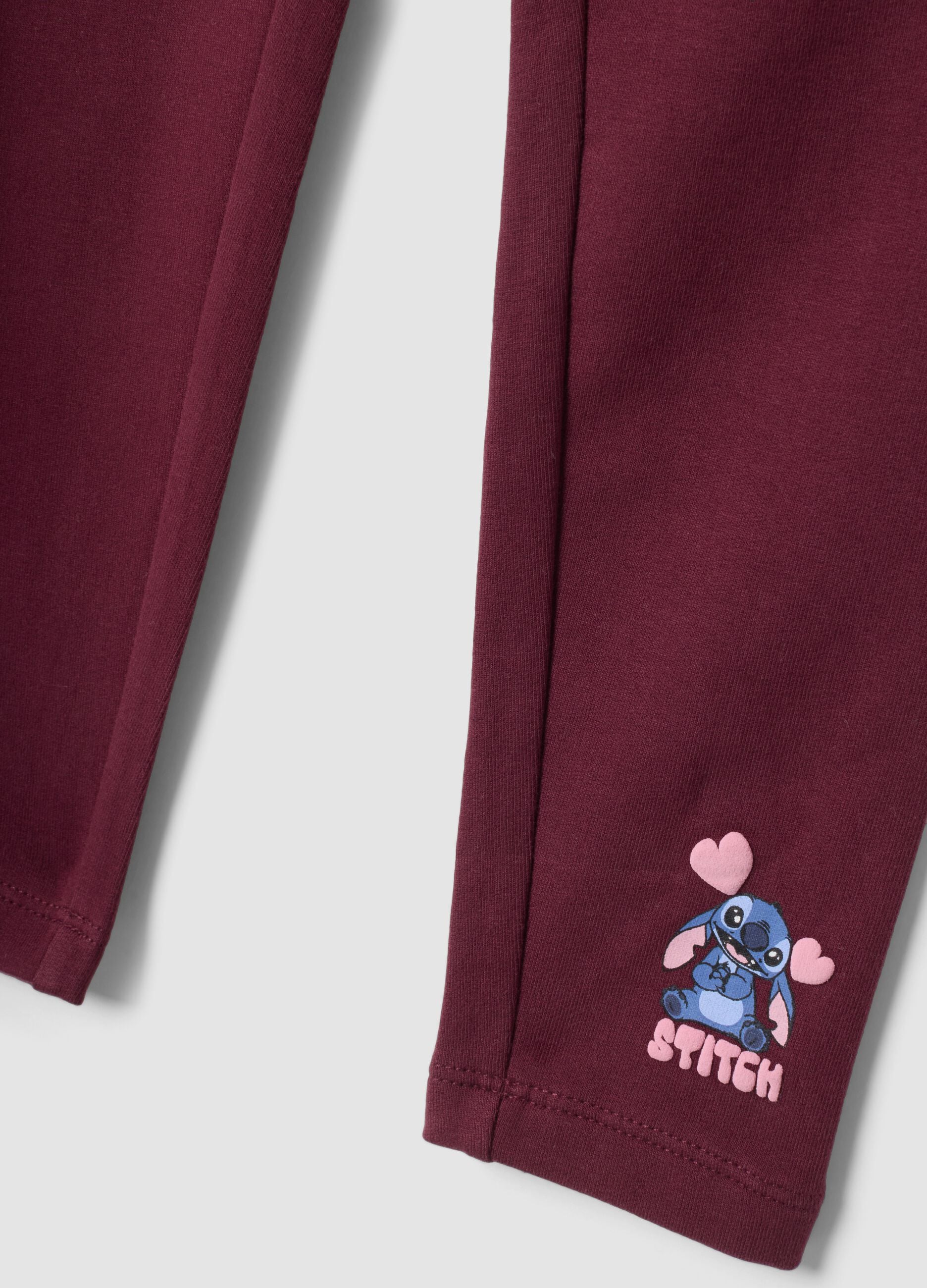 Completo rosa in misto cotone con cappuccio e stampa Stitch