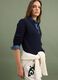 Navy pure cotton cardigan with buttons, regular fit_1