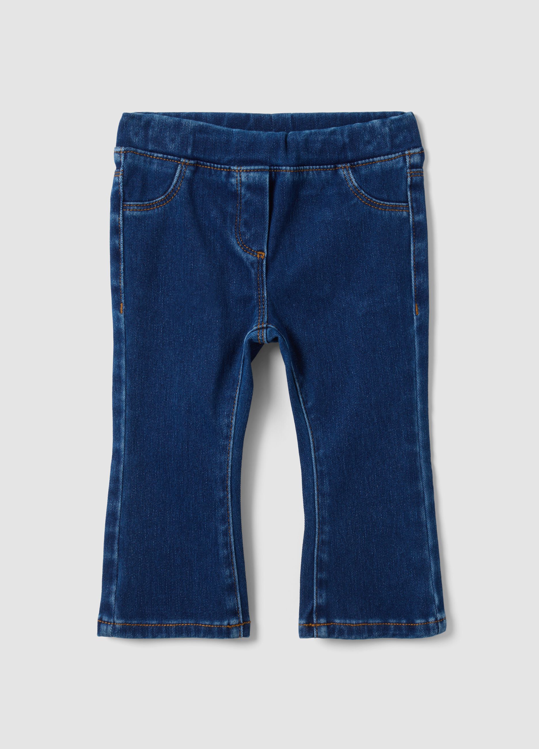 Jeggings blu in cotone elasticizzato flare fit per bimba