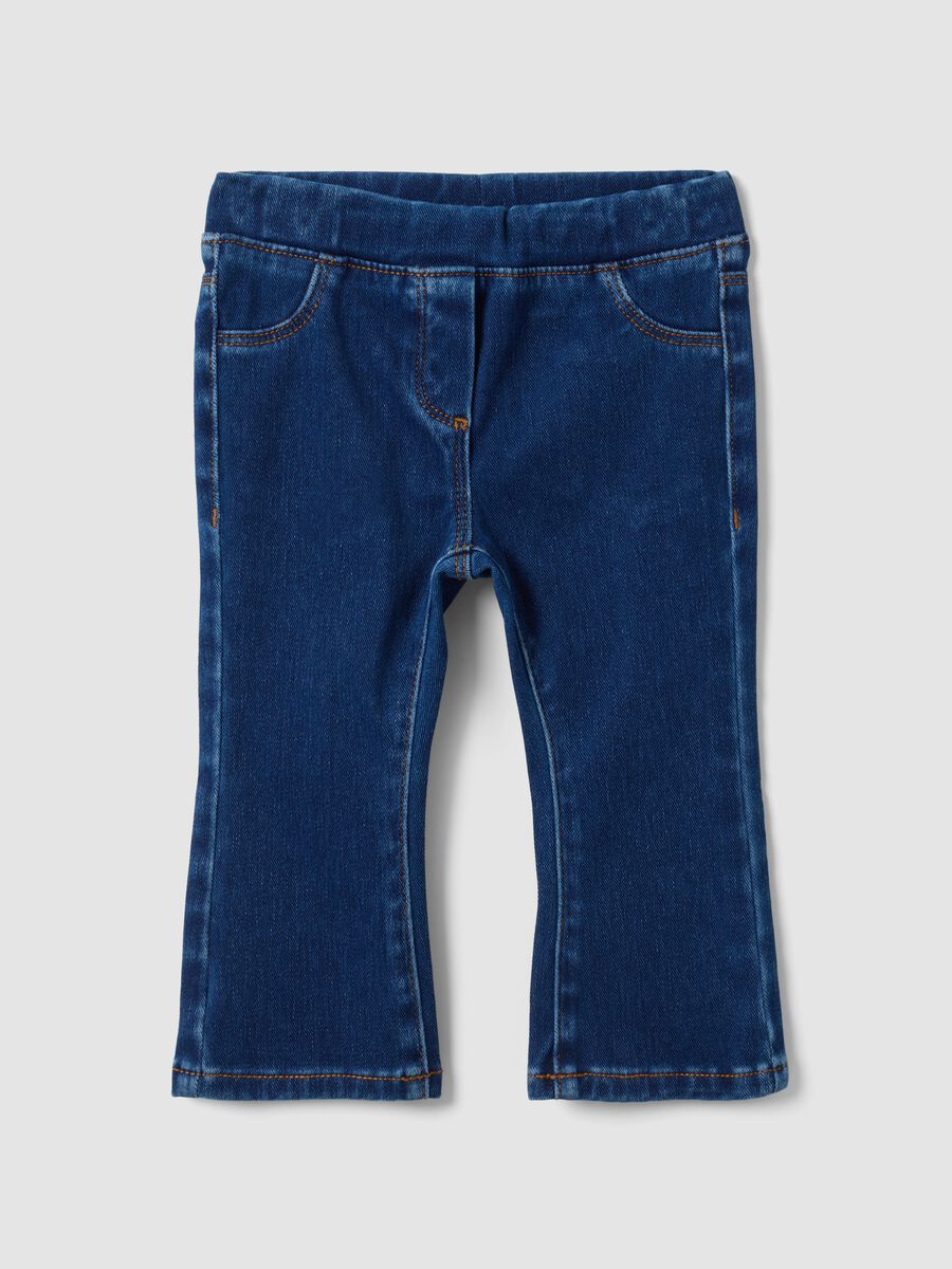 Jeggings blu in cotone elasticizzato flare fit per bimba_0