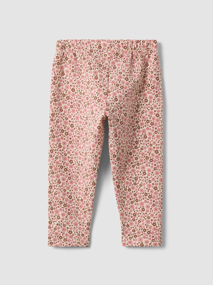 Pink floral stretch cotton leggings_1