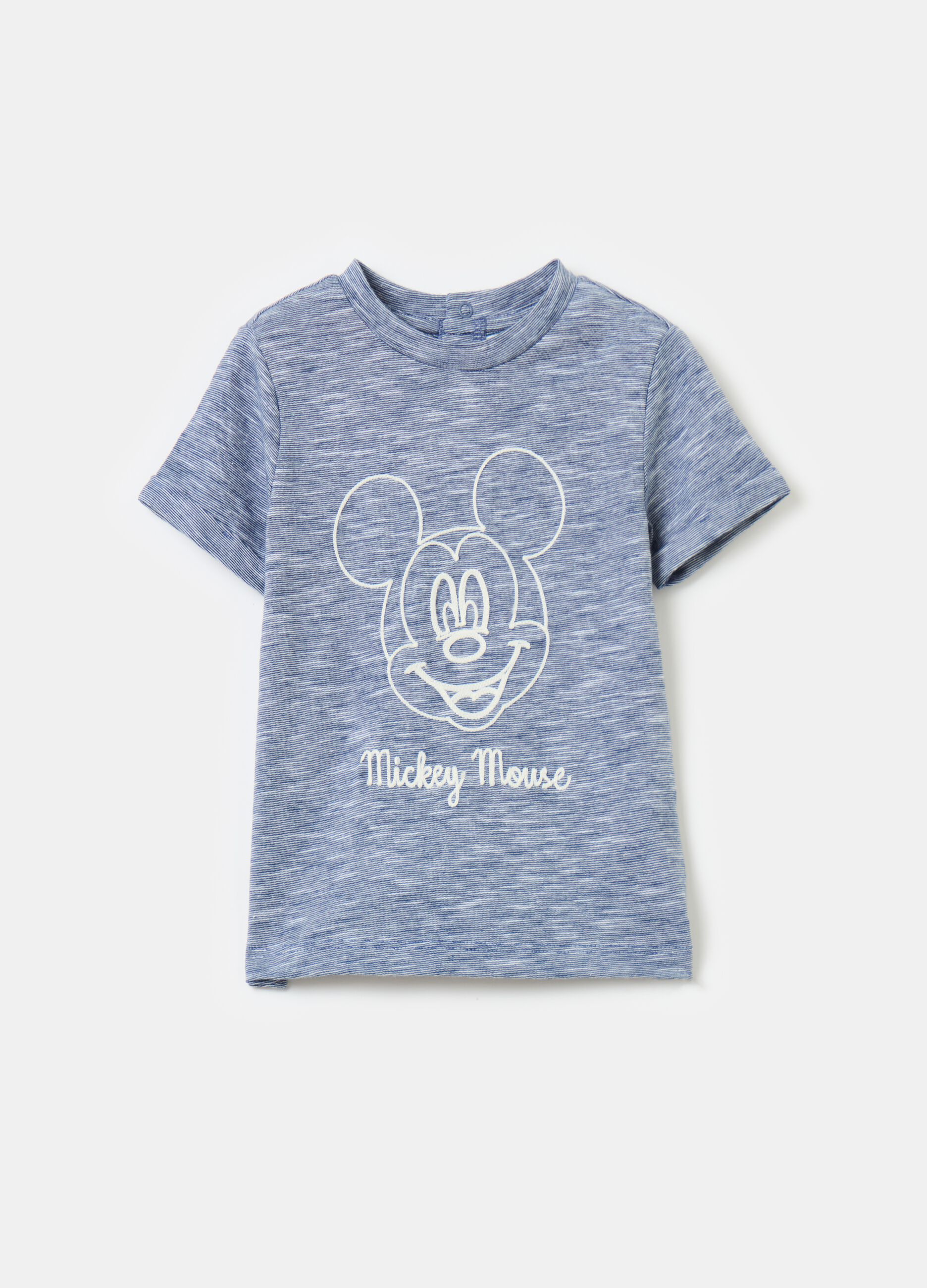 Cotton T-shirt with Mickey Mouse embroidery
