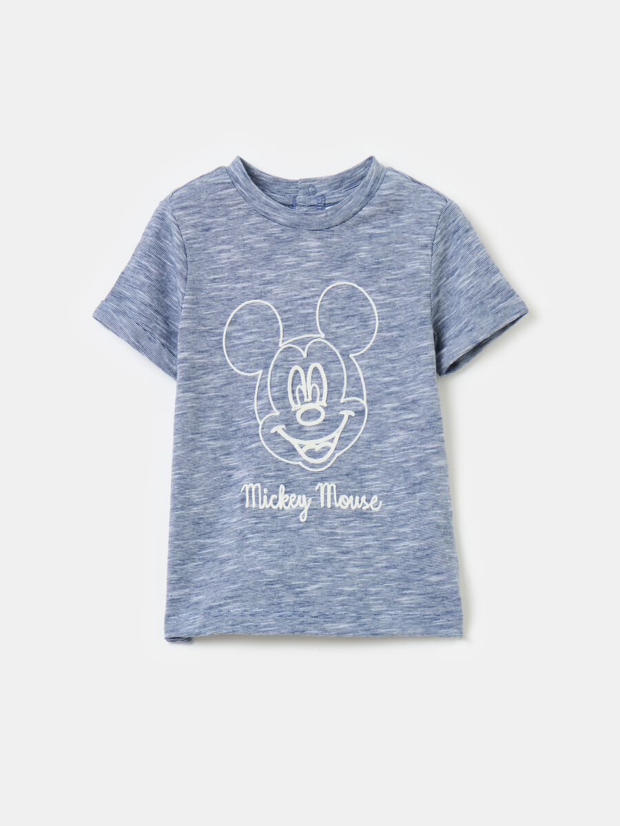 Cotton T-shirt with Mickey Mouse embroidery_0