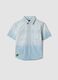 Light blue pure cotton short-sleeve shirt_3