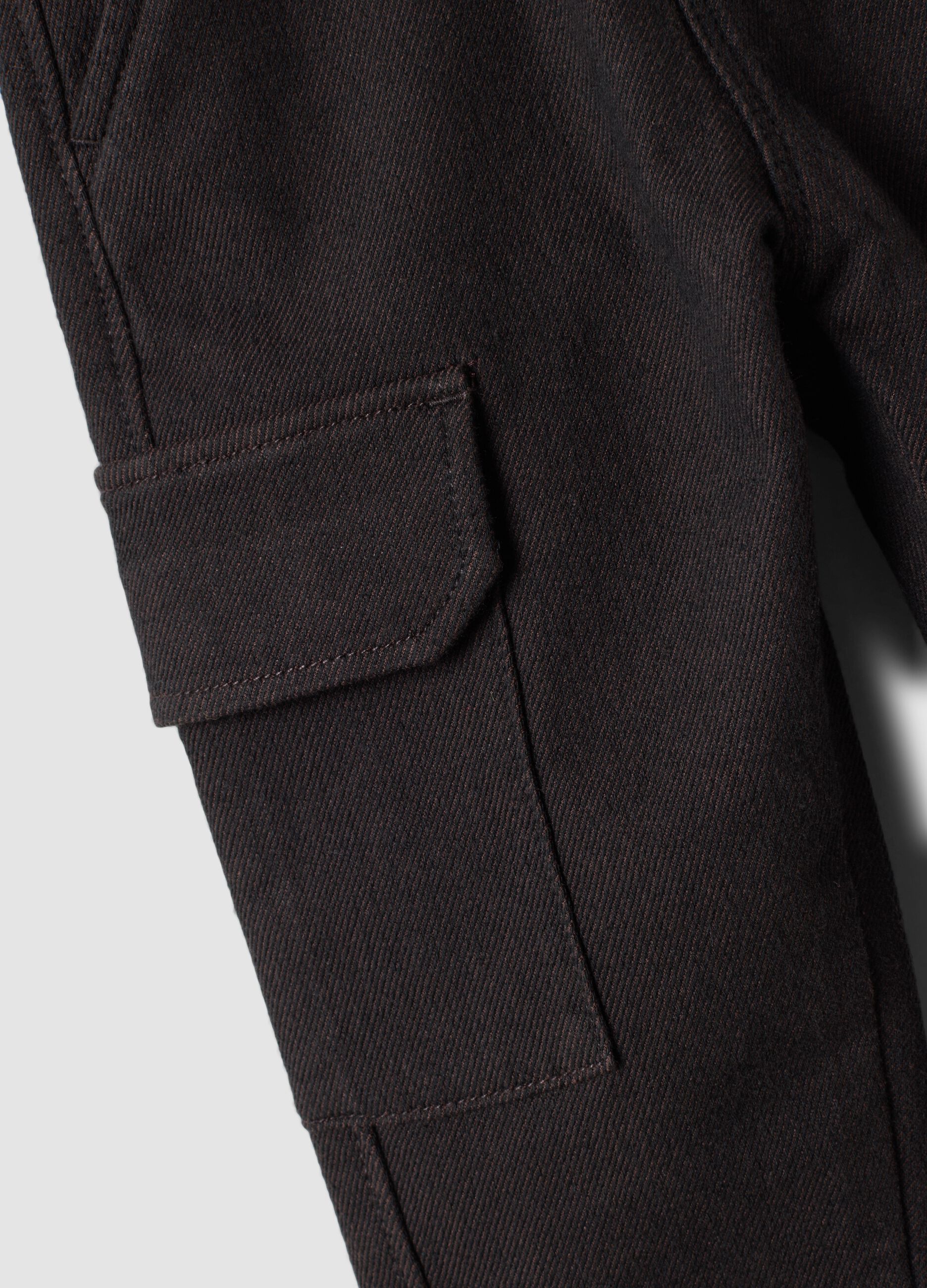 Brown comfort-fit stretch cotton cargo trousers