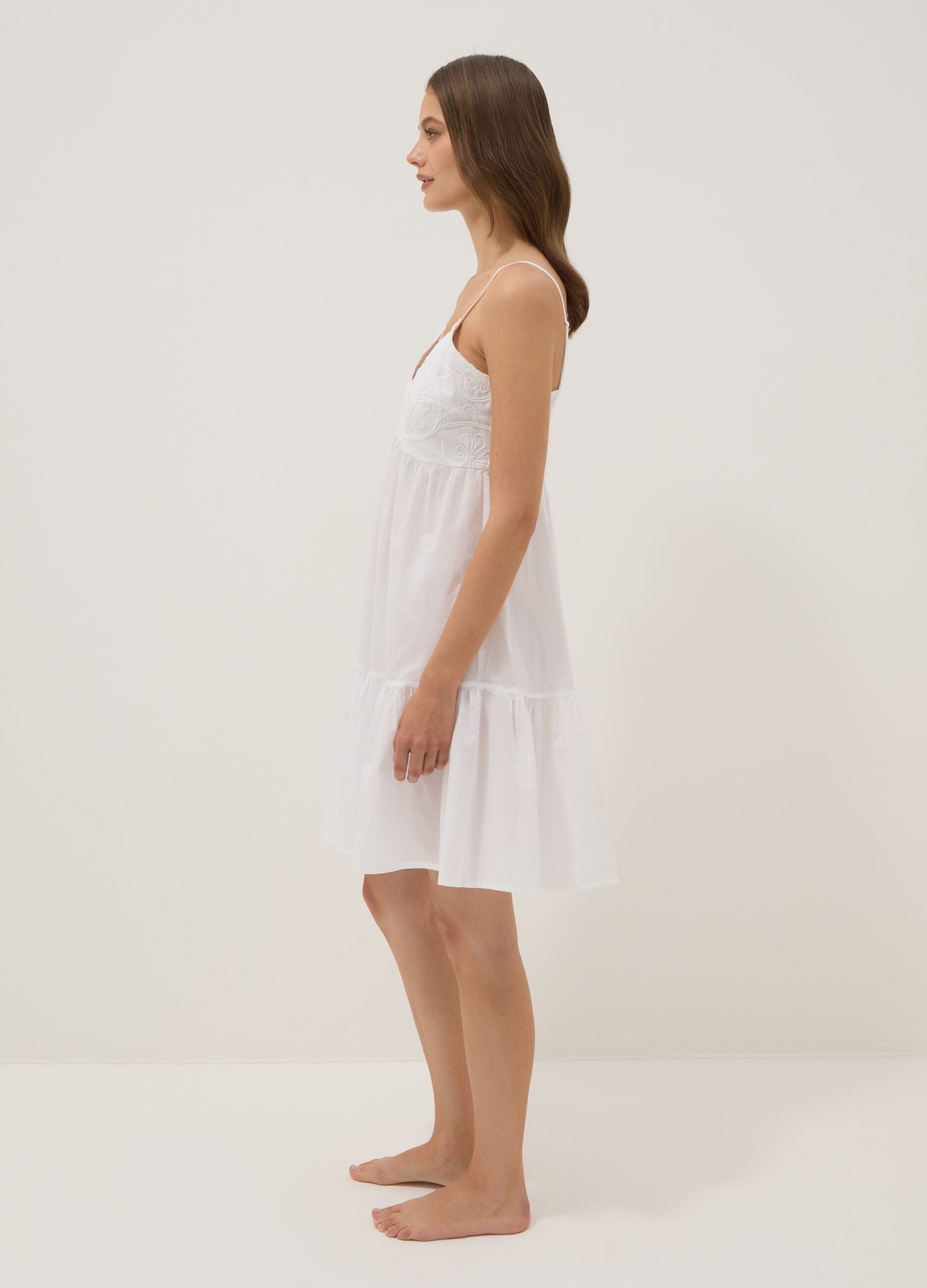 White organic cotton nightdress with straps