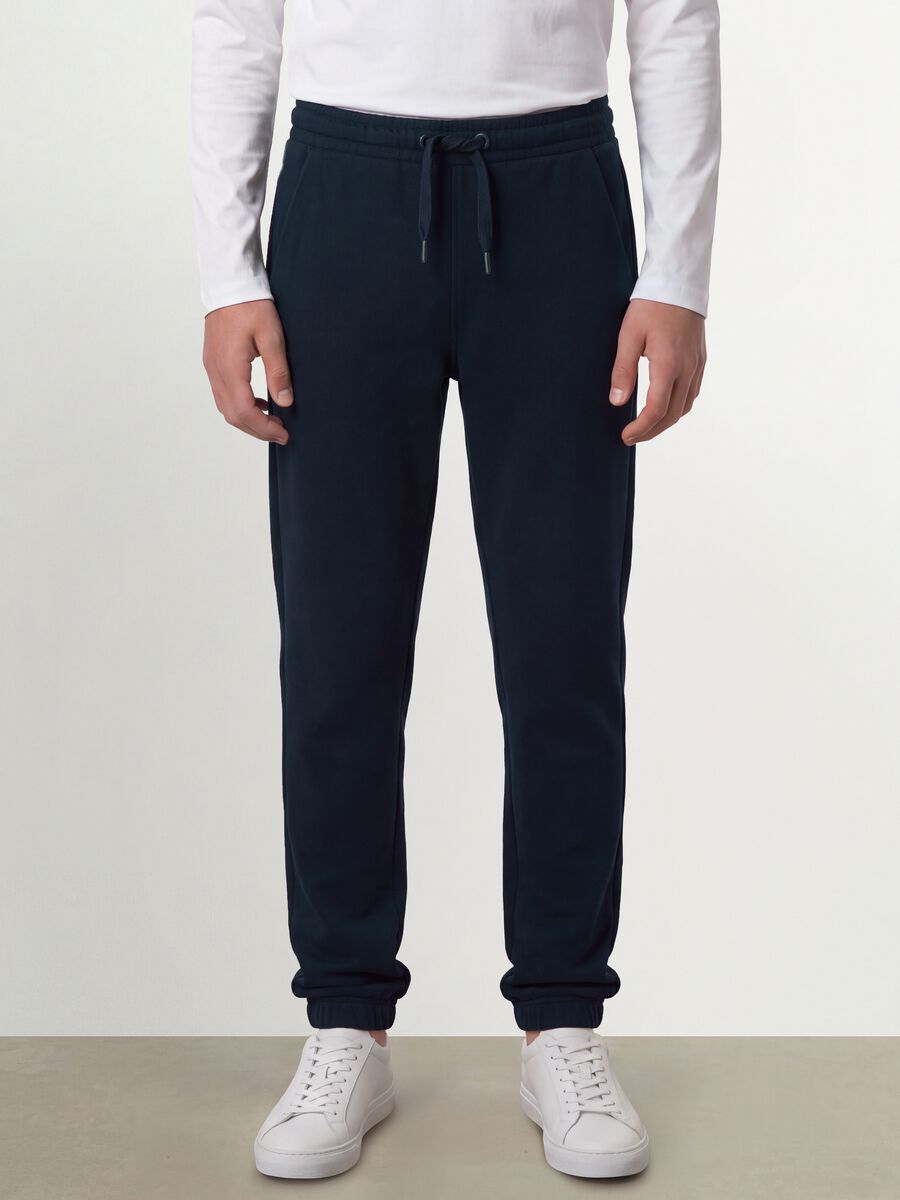 Blaue Jogginghose aus reiner Bio-Baumwolle mit Kordelzug f&uuml;r Jungen_1