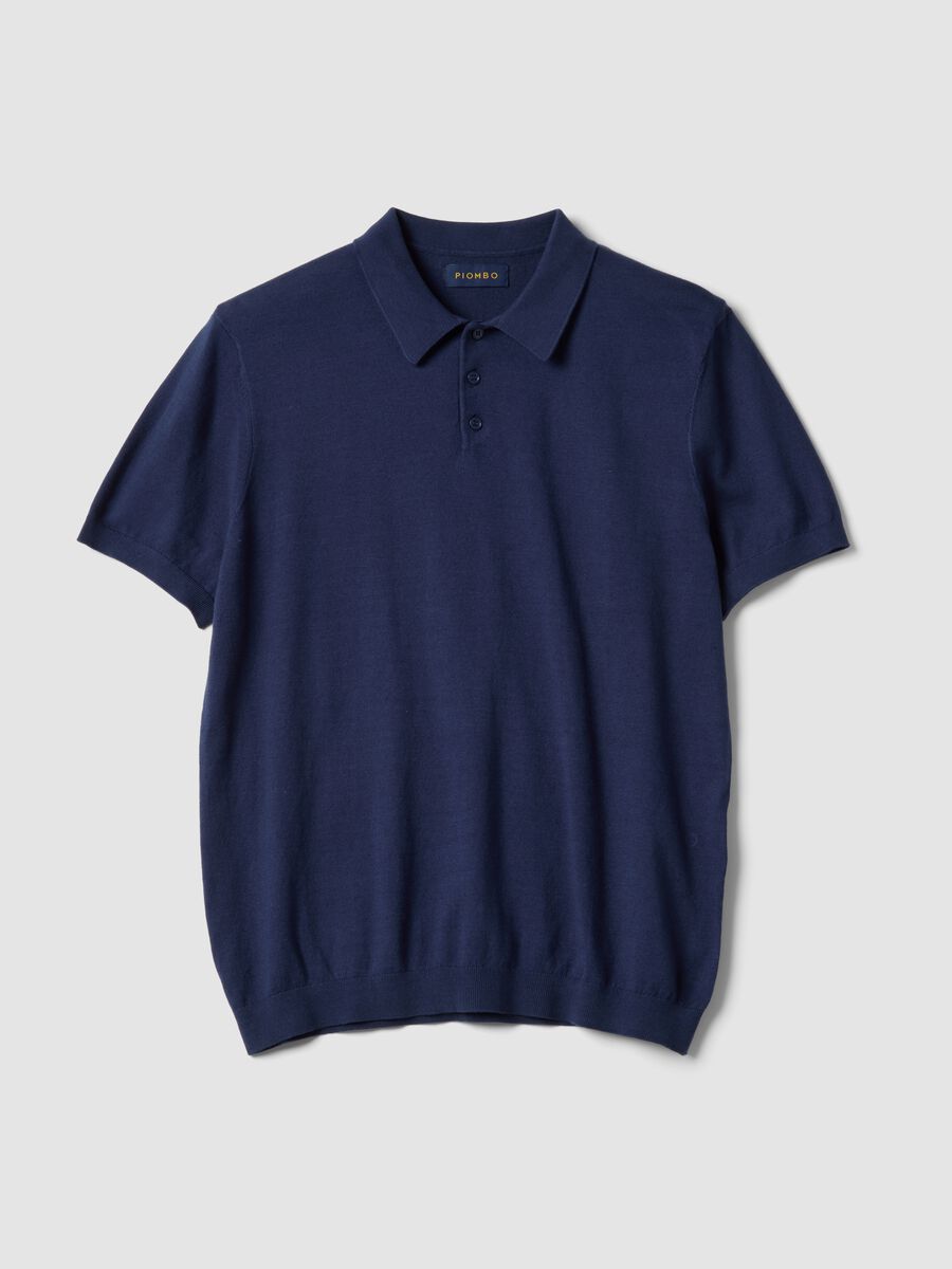 Regular fit blue polo made of cotton, linen, and silk blend_4