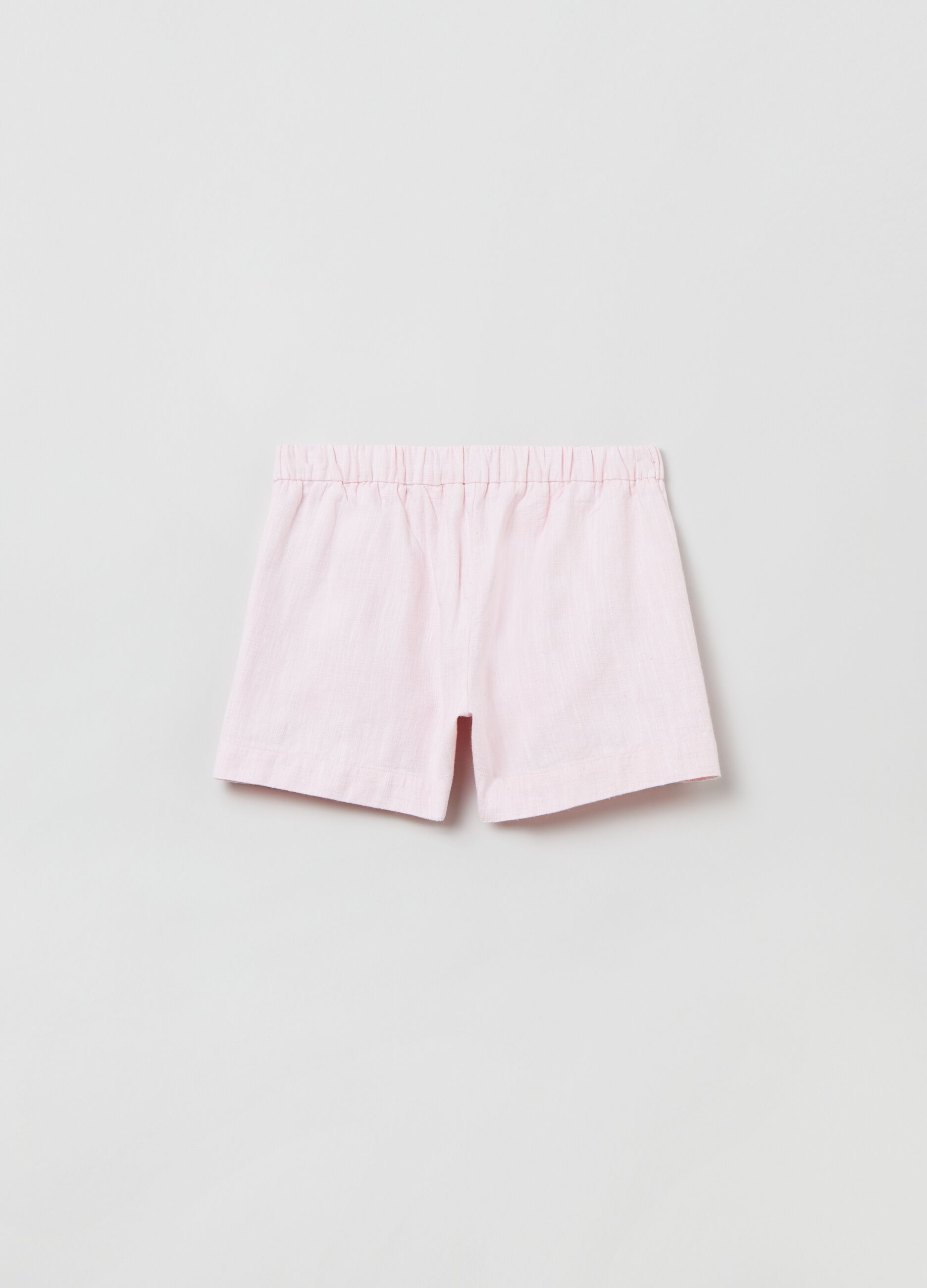 Shorts de sarga de algodón color liso