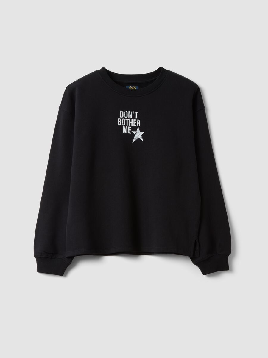Schwarzes Sweatshirt aus reiner Bio-Baumwolle mit Rippkragen_0