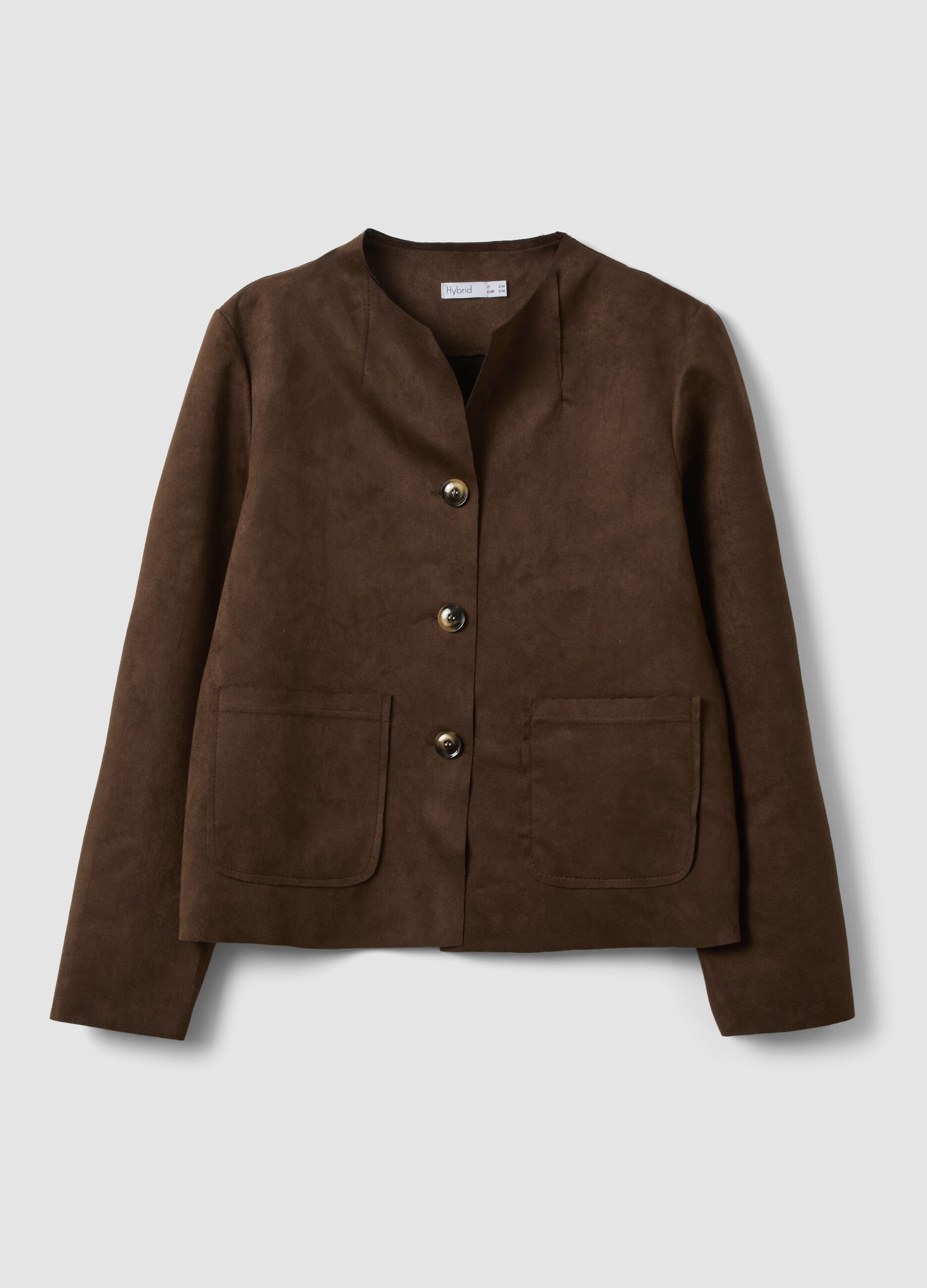 Brown regular-fit jacket with front pockets