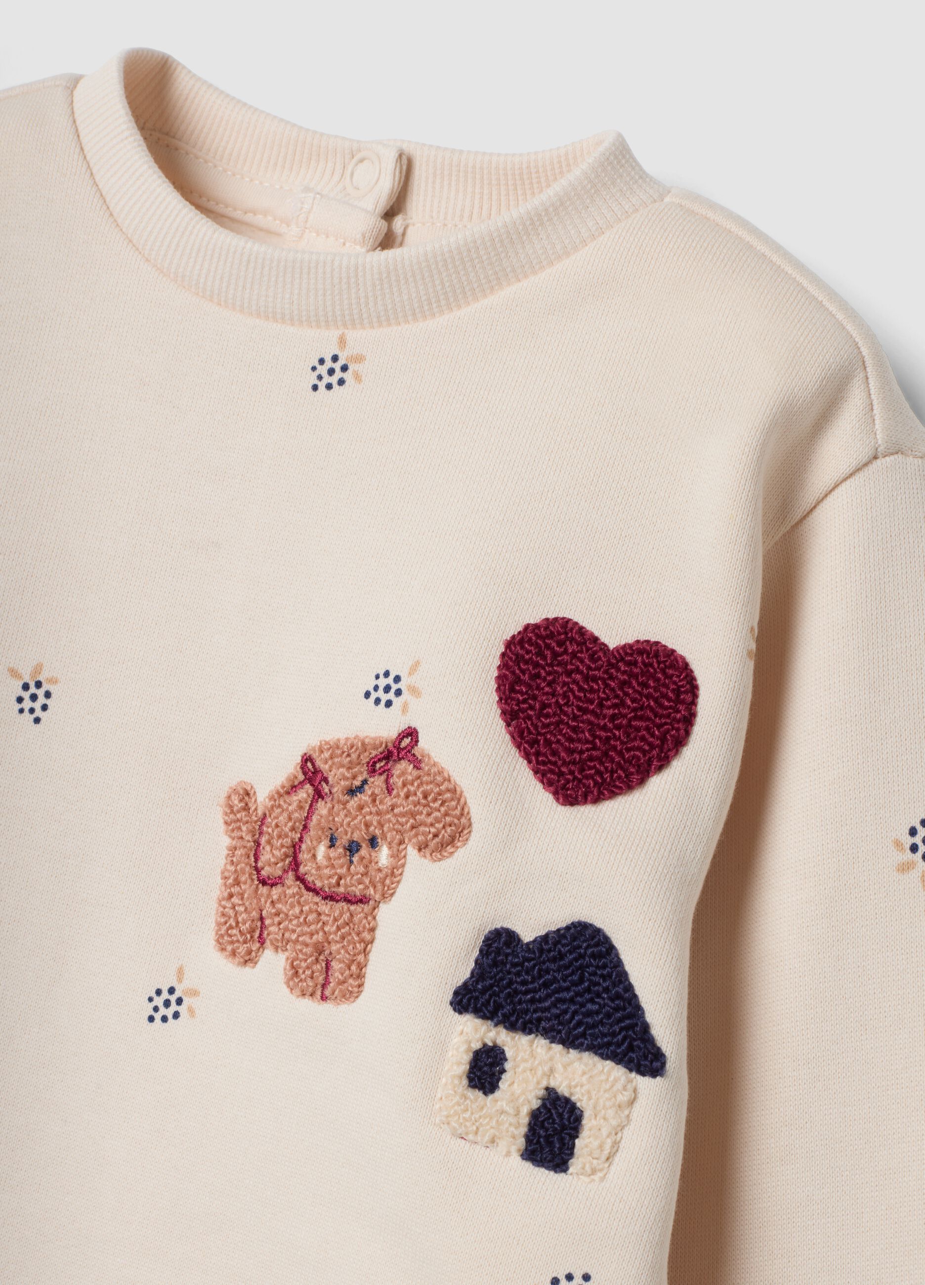 Completo beige in puro cotone con girocollo