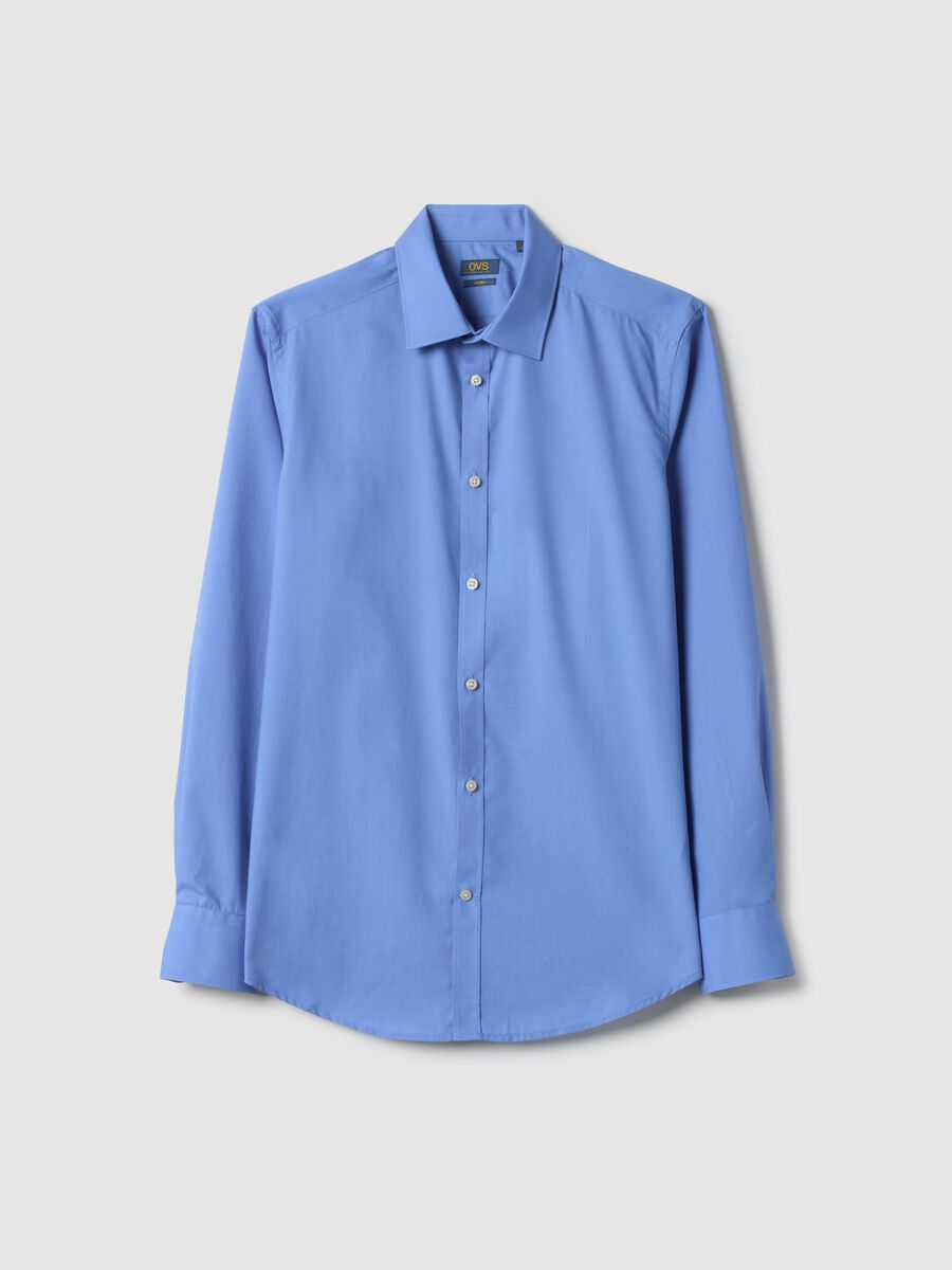 Light Blue Cotton-Blend Slim Fit Easy Iron Shirt_4