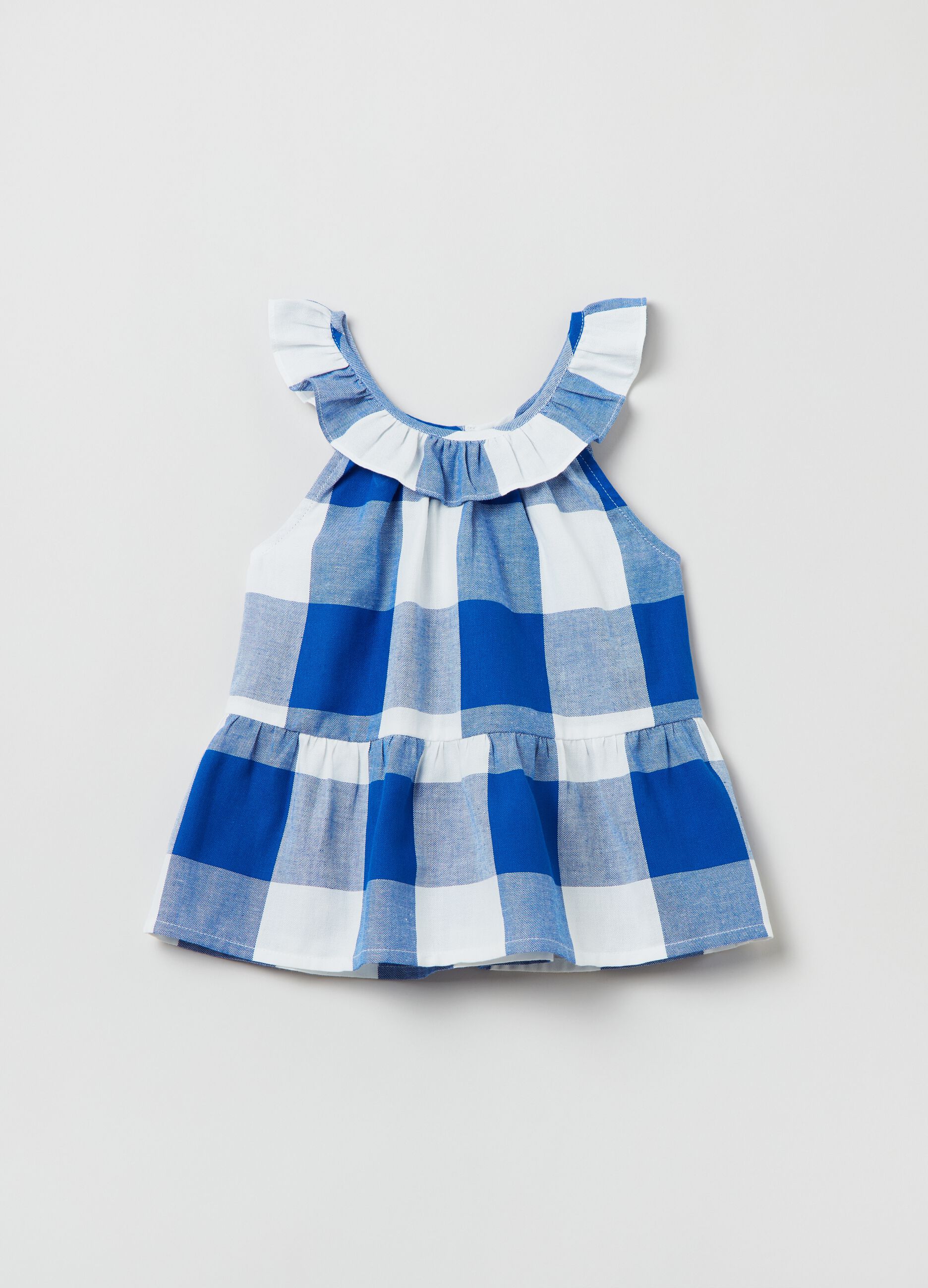 Sleeveless blouse in check cotton_0