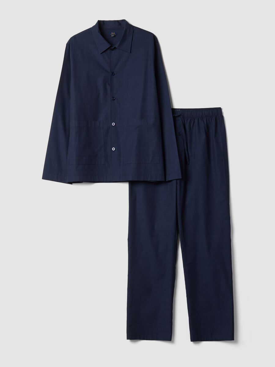 Blue pure organic cotton pyjamas with collar_4
