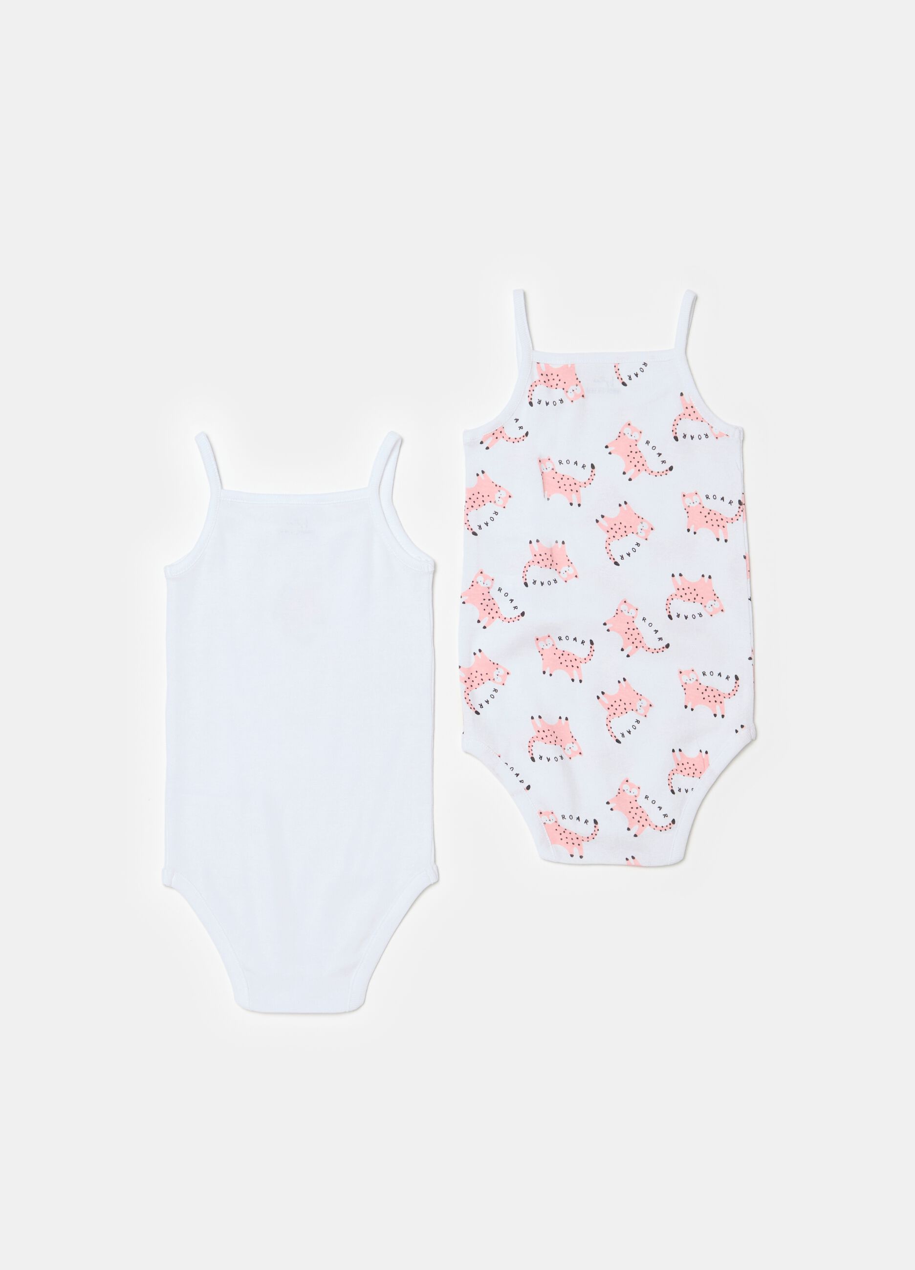 Two-pack organic cotton bodysuits with print
