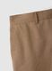 Regular Fit Braun Pure Leinen Bermuda Shorts_5