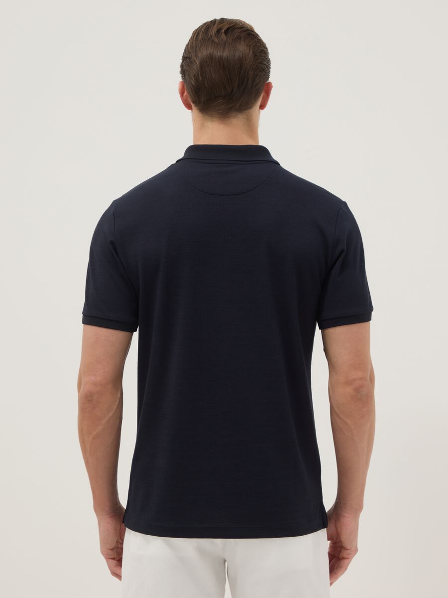 Black regular fit stretch cotton-blend polo_3